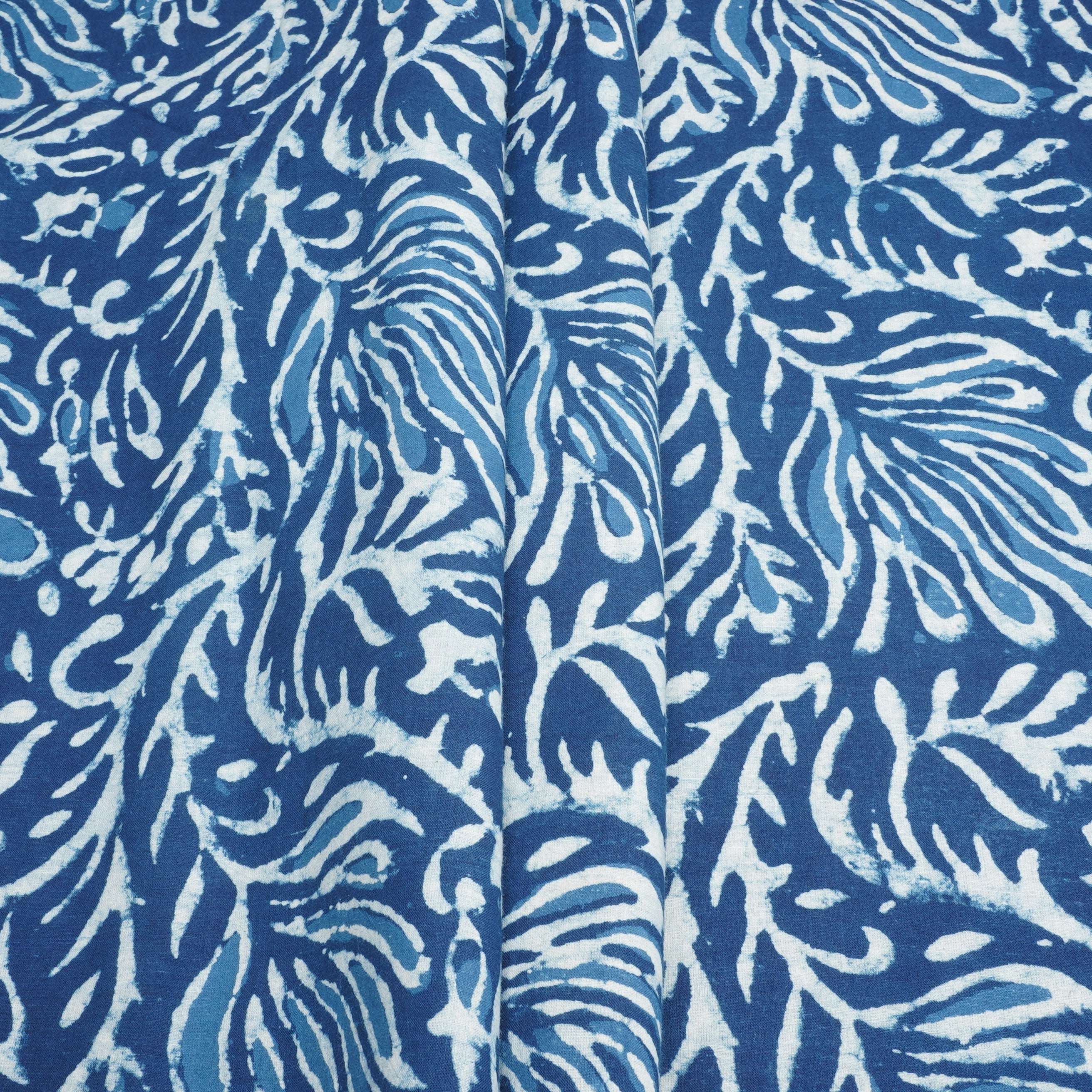 Indigo with White Dabu Print Cotton Fabric DH-29449 - Image 4