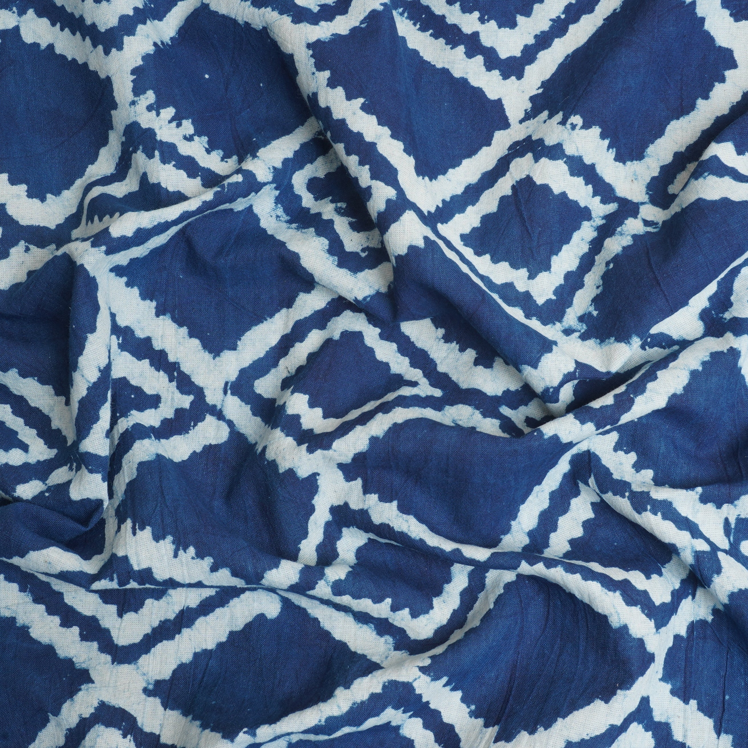 Indigo with White Dabu Print Cotton Fabric DH-29452 - Image 3