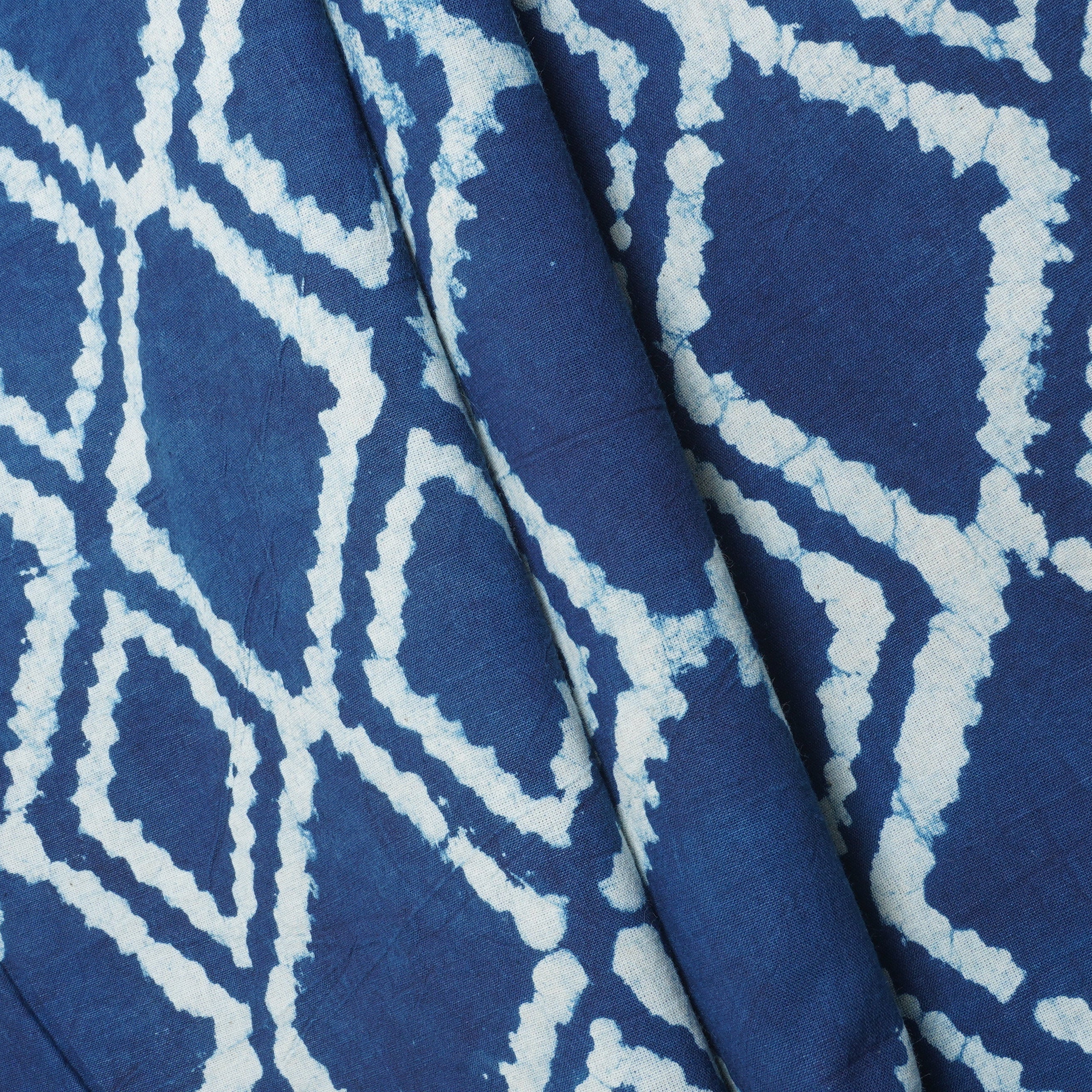 Indigo with White Dabu Print Cotton Fabric DH-29452 - Image 4
