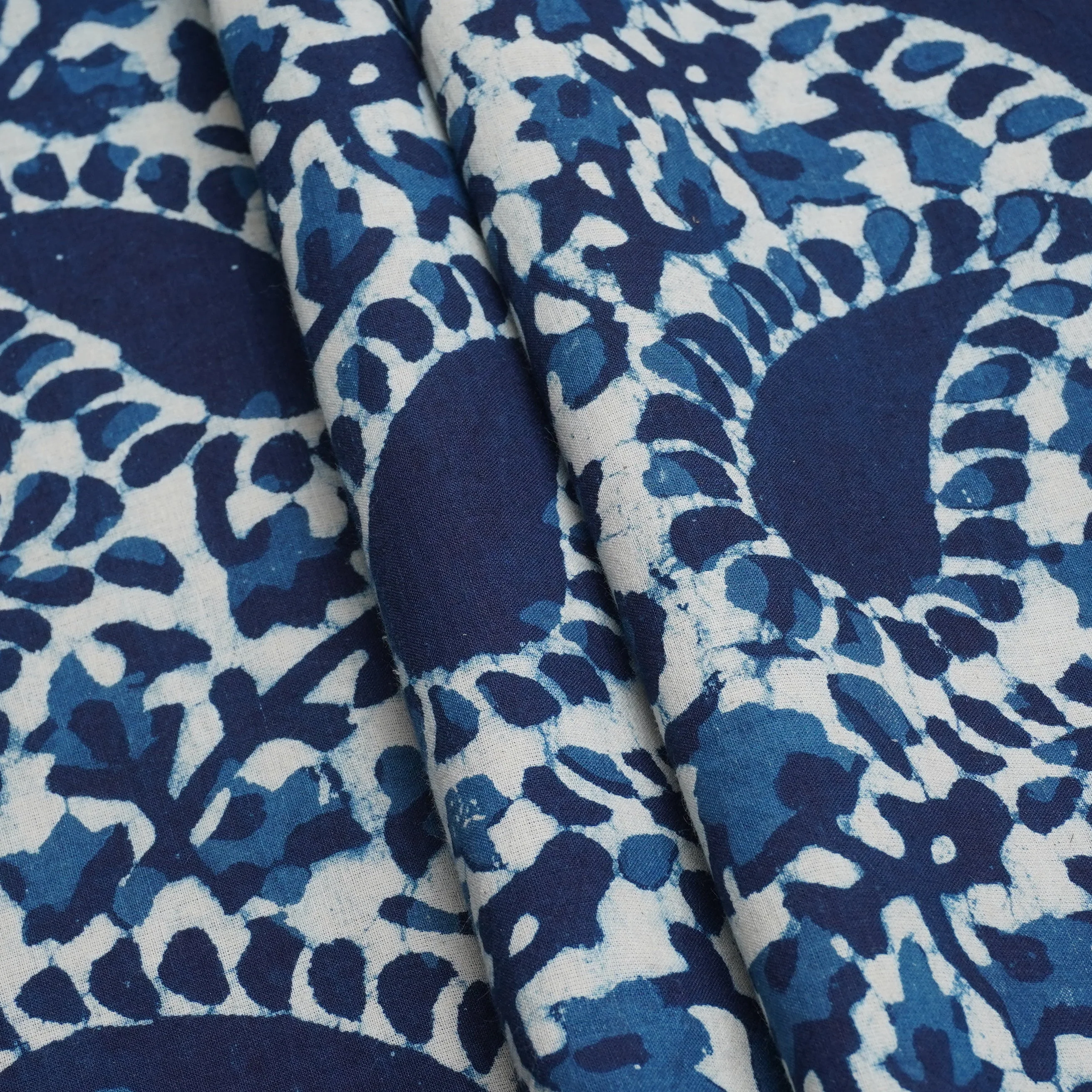 Indigo with White Dabu Print Cotton Fabric DH-29455 - Image 4