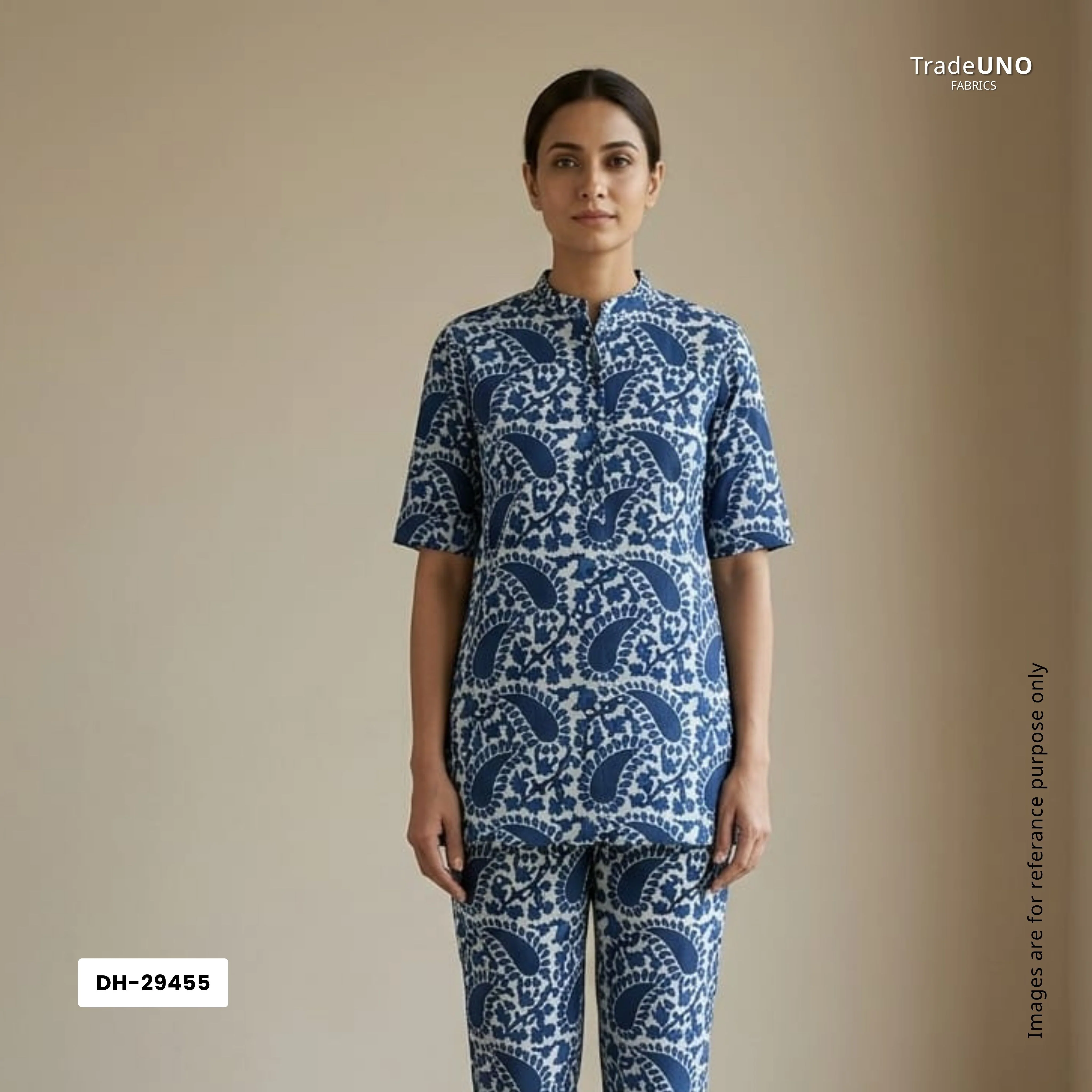 Indigo with White Dabu Print Cotton Fabric DH-29455 - Image 6