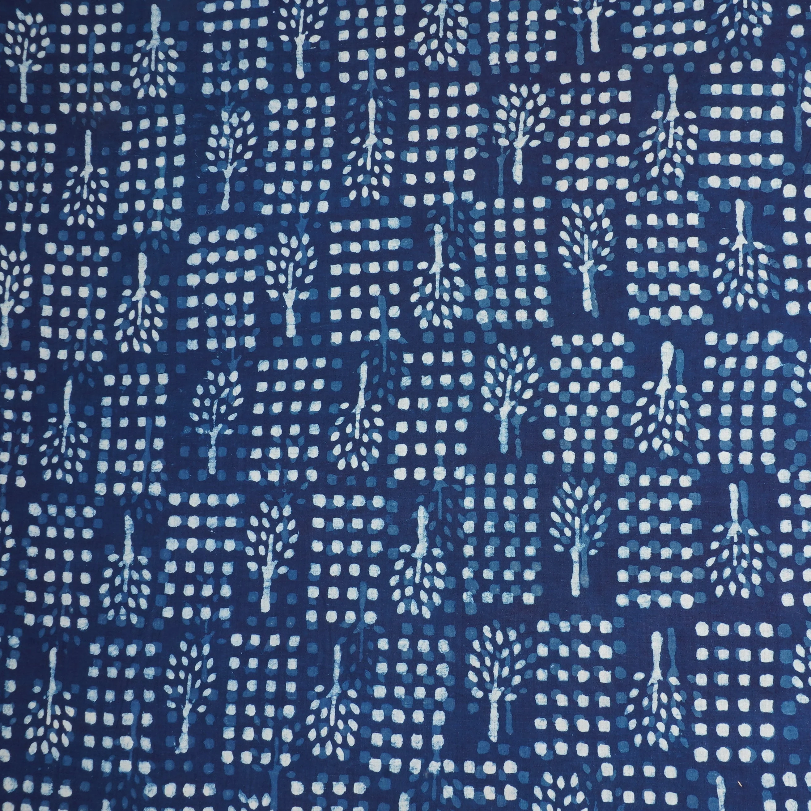 Indigo with White Dabu Print Cotton Fabric DH-29456 - Image 2