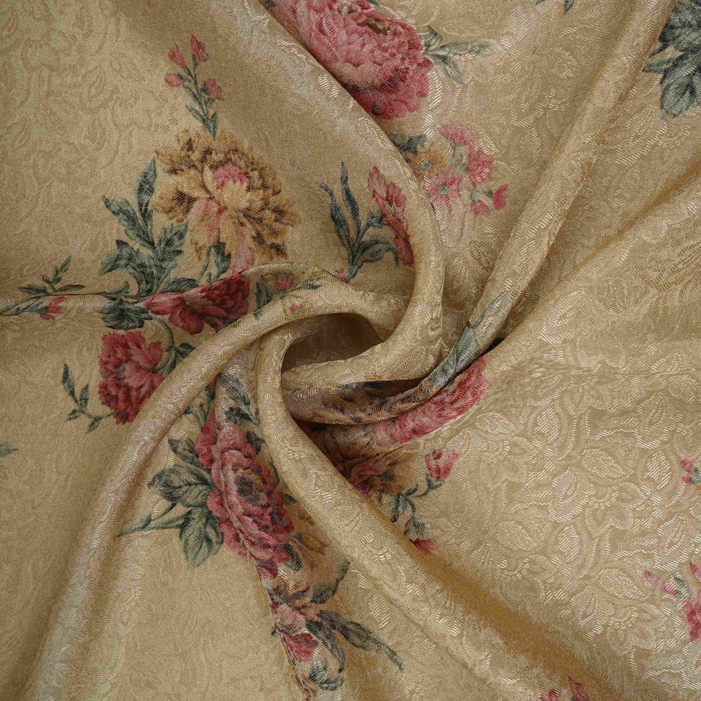 Ivory floral Jacquard Tissue Fabric MTF-31793 - Image 4