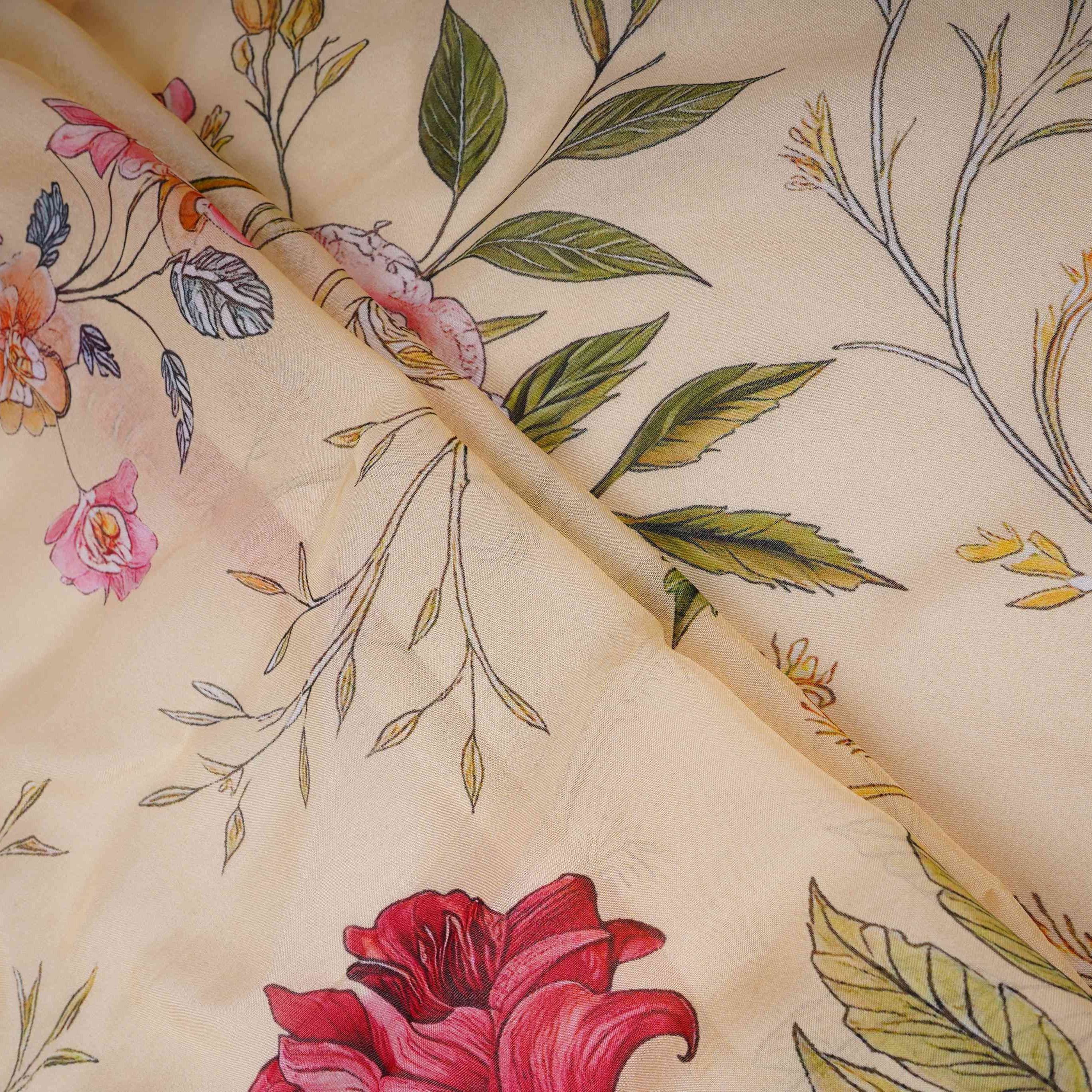 Ivory Floral Print Organza Fabric MT-30676 - Image 4