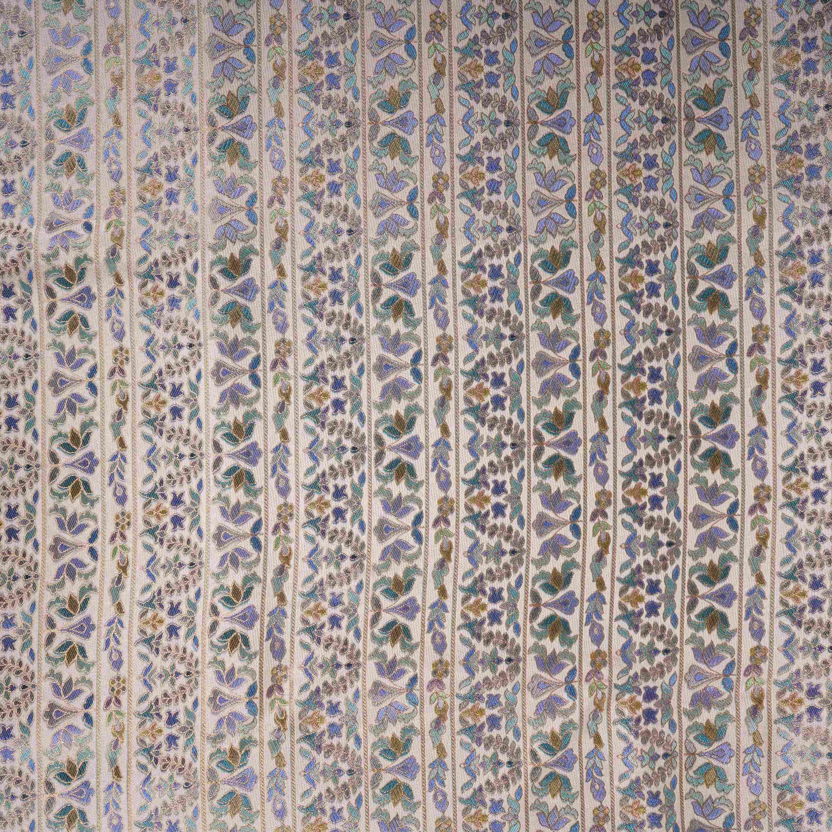 Ivory Stripes Meenakari Dola Jacquard Fabric SGS-30713 - Image 2