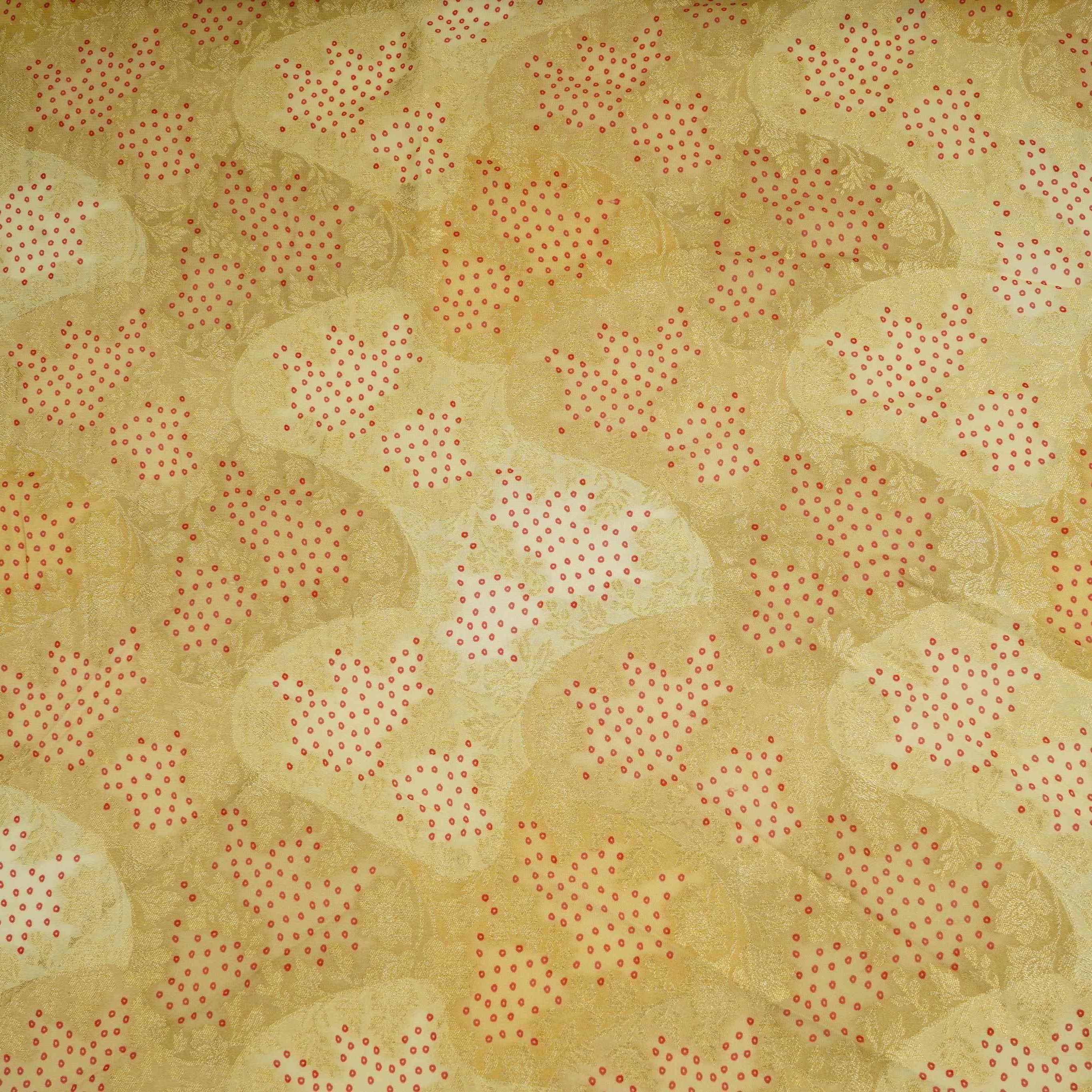 Ivory with Light Green Bandhani floral Georgette Jaal Fabric MTI-31550 - Image 2