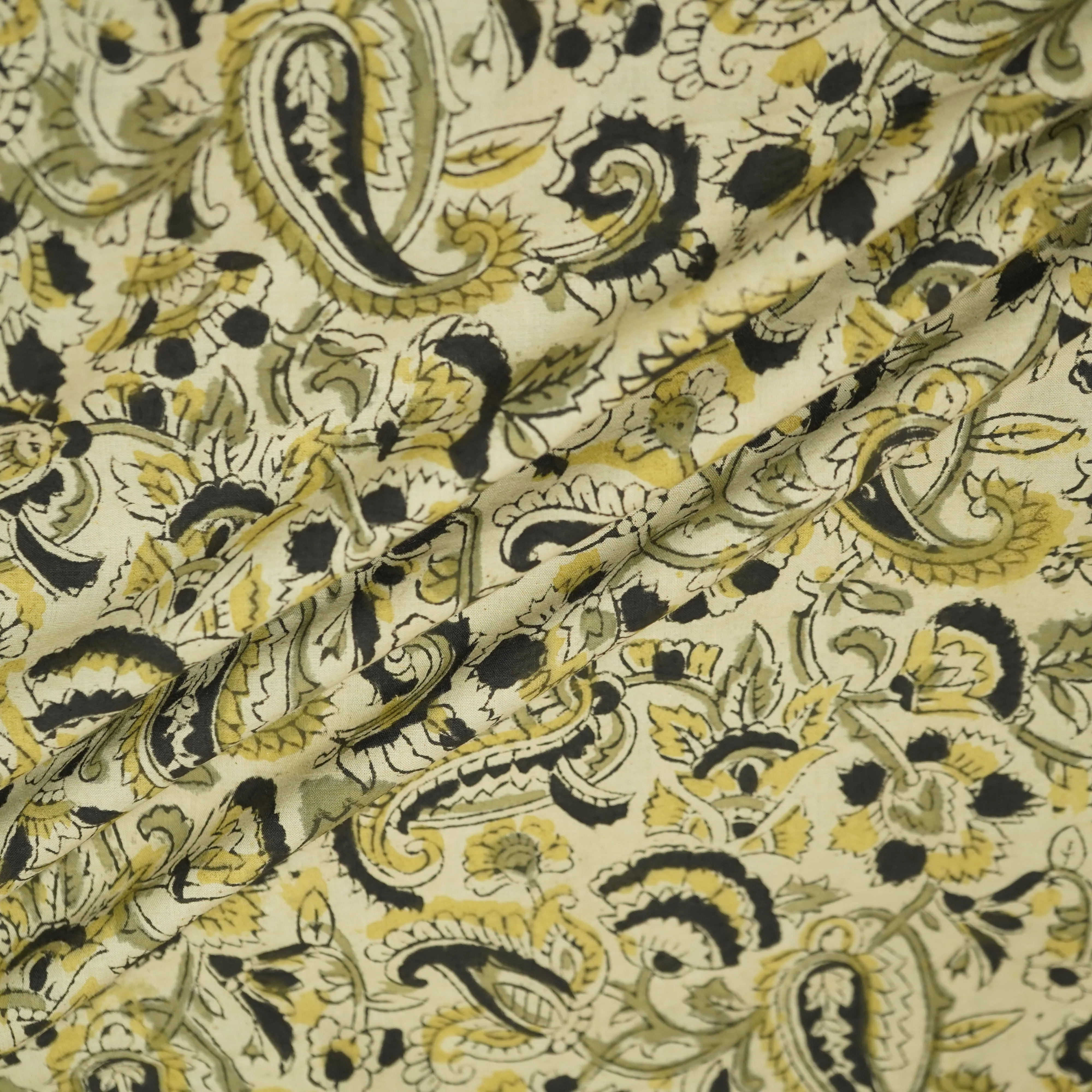 Khadi with Black Kalamkari Cotton Fabric 22528 - Image 3
