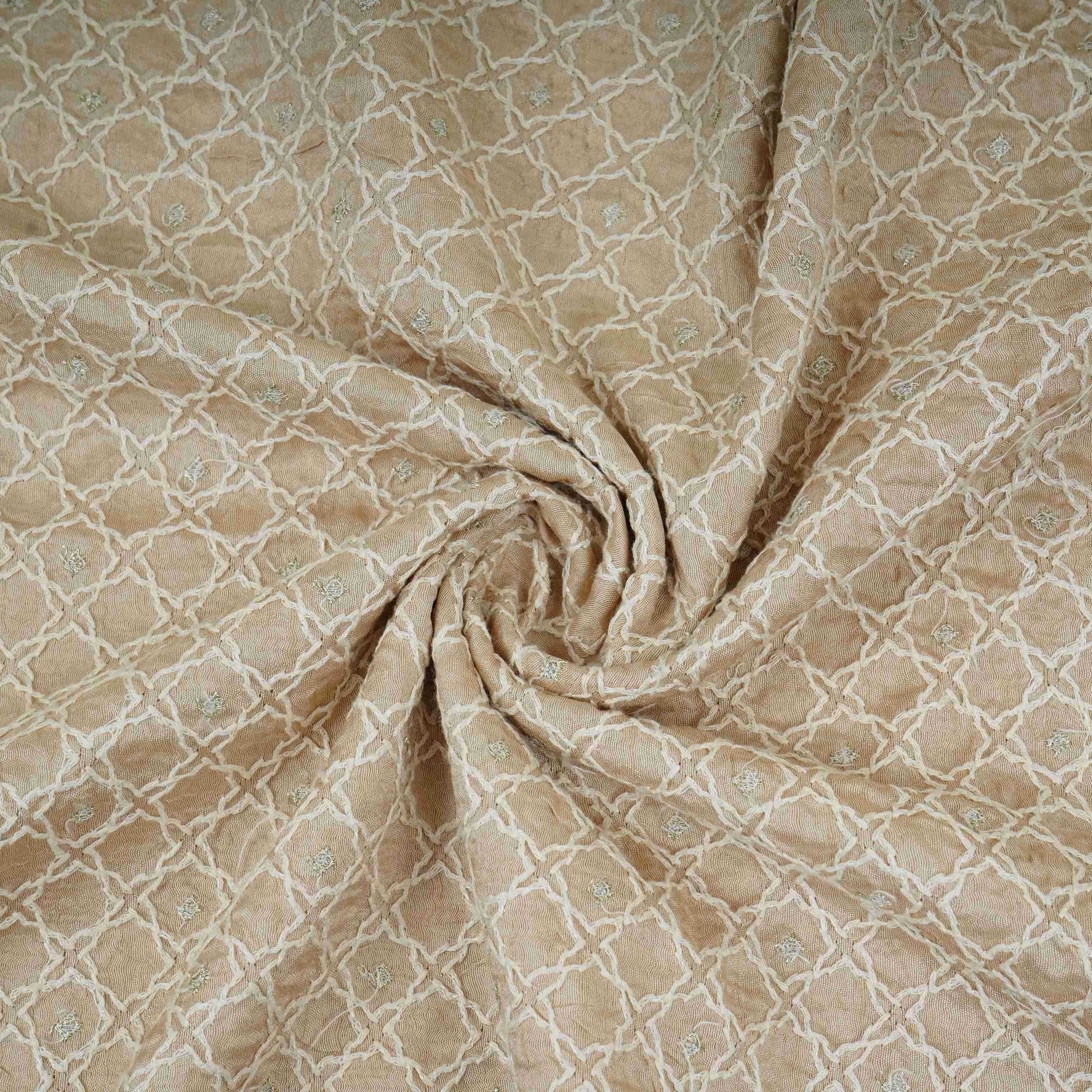 Khaki thread sequins embroidery Mysor Silk Fabric VI-31004 - Image 4