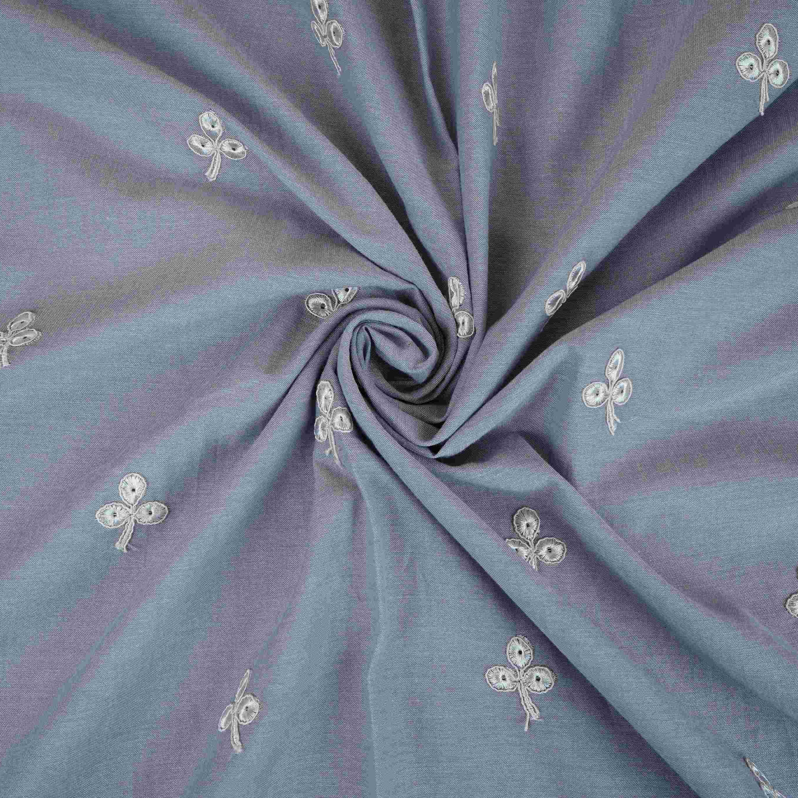 Lavender Floral Embroidery South Cotton Fabric ZA-30595 - Image 3