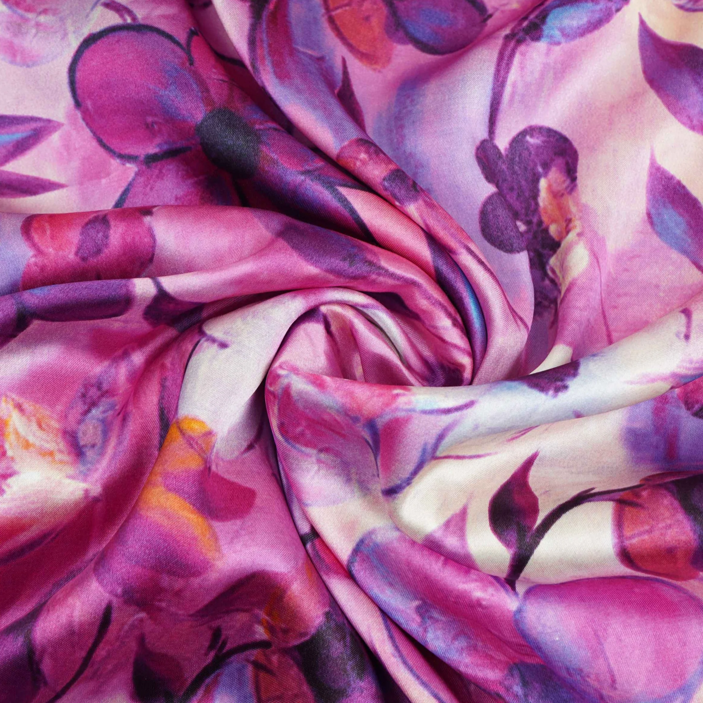 Lavender floral print Bemberg Modal Silk Fabric KTP-31438 - Image 3