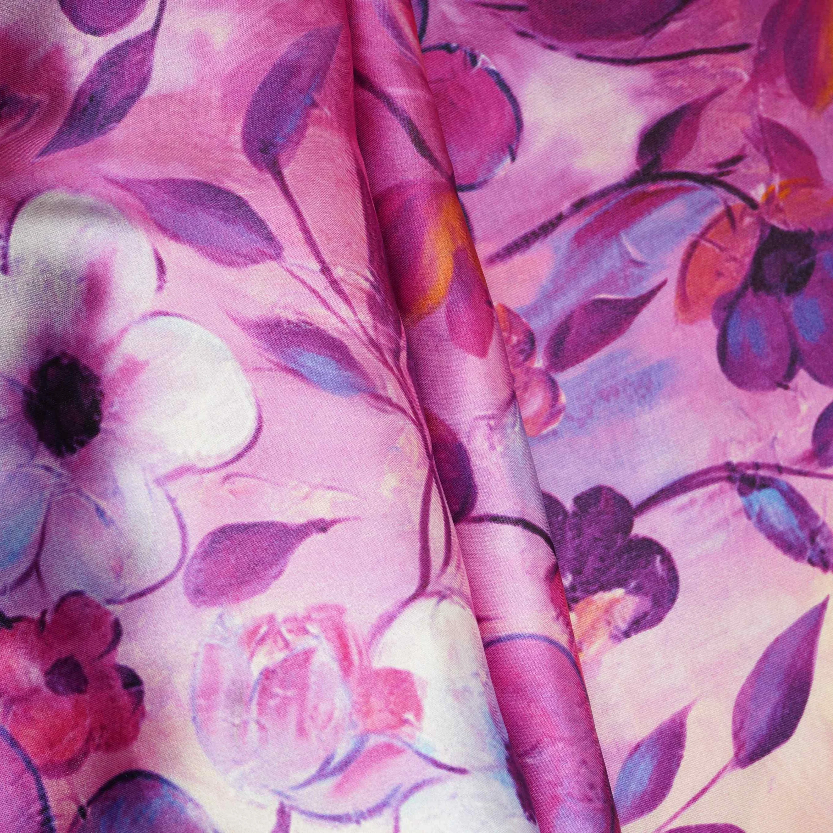 Lavender floral print Bemberg Modal Silk Fabric KTP-31438 - Image 4