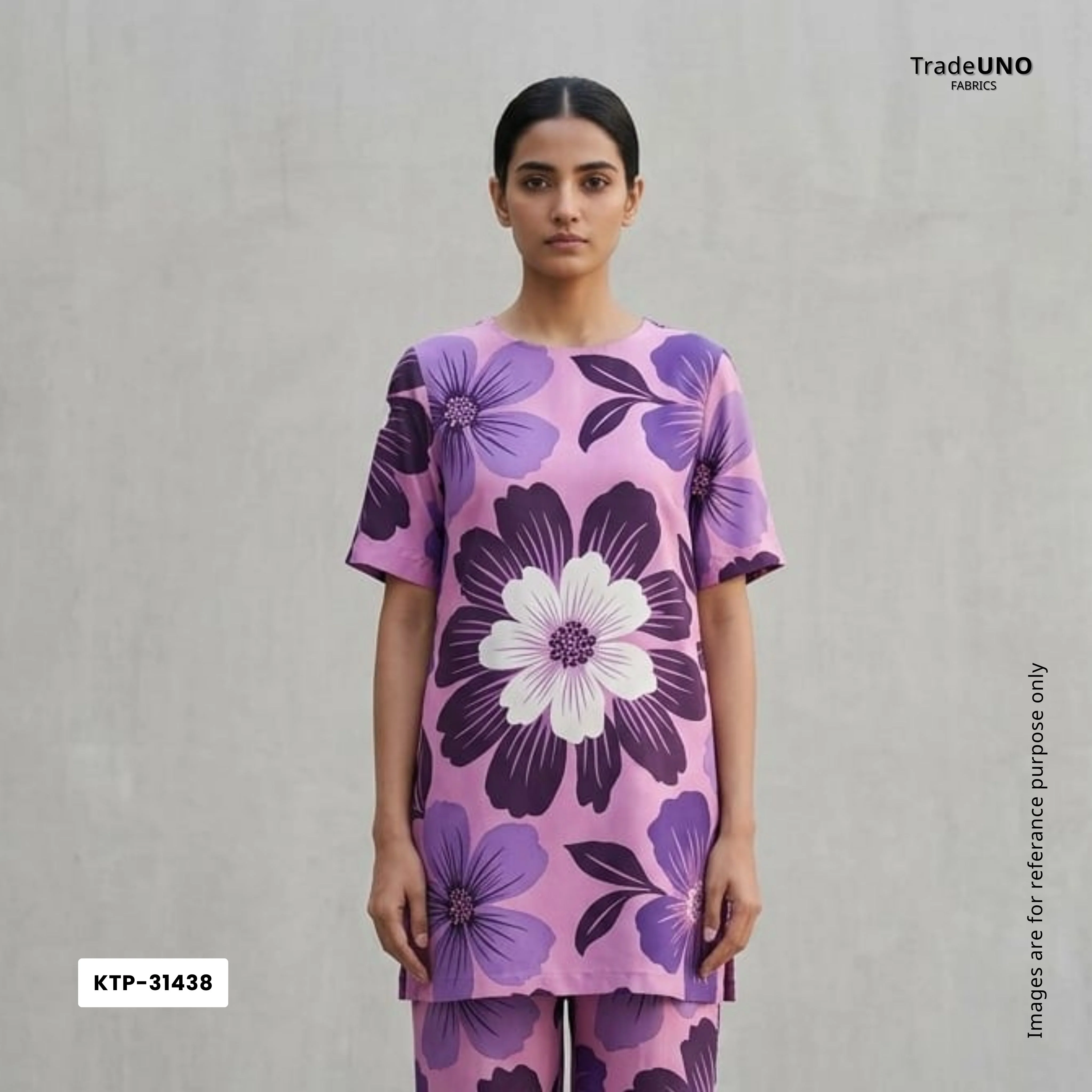 Lavender floral print Bemberg Modal Silk Fabric KTP-31438 - Image 5