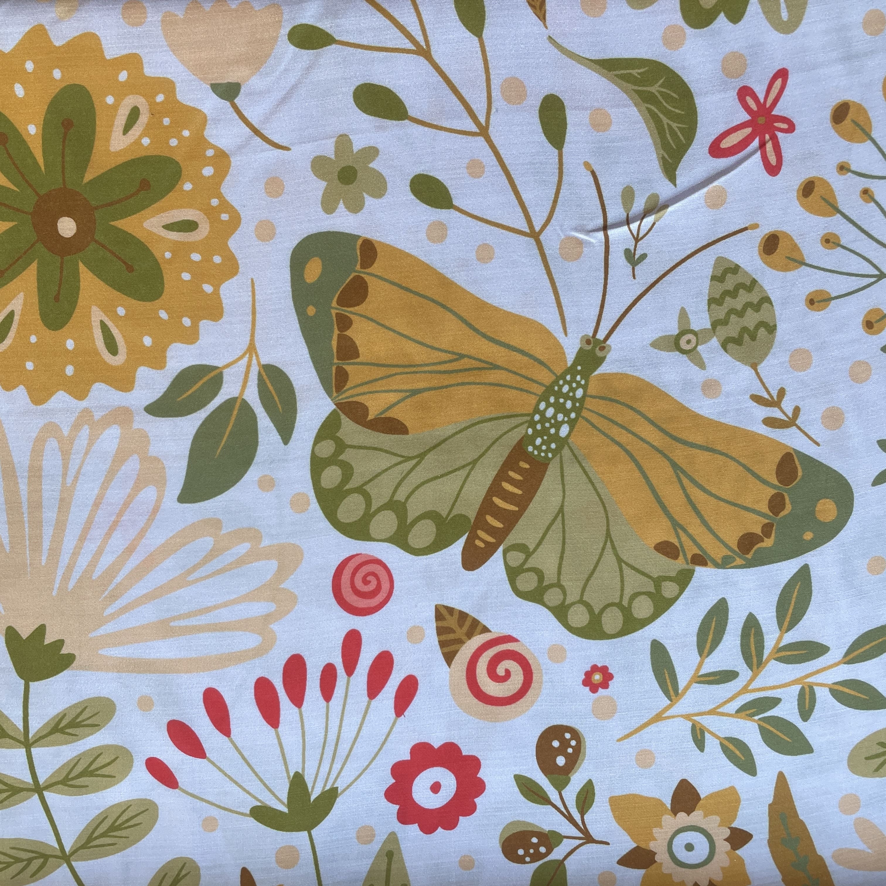 Lavender Multicolor Floral Print Linen Satin Fabric 15503 - Image 2