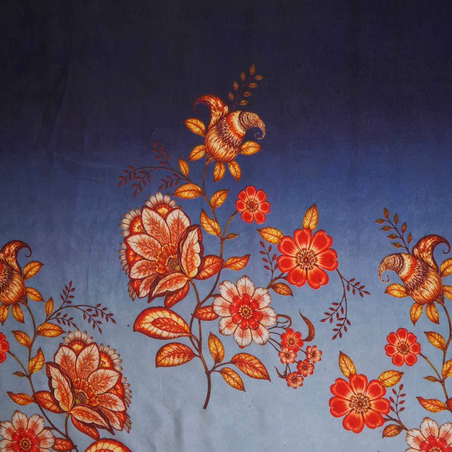 Lavender & Navy Blue Shaded Floral Print Organza Fabric MT-28247 - Image 4
