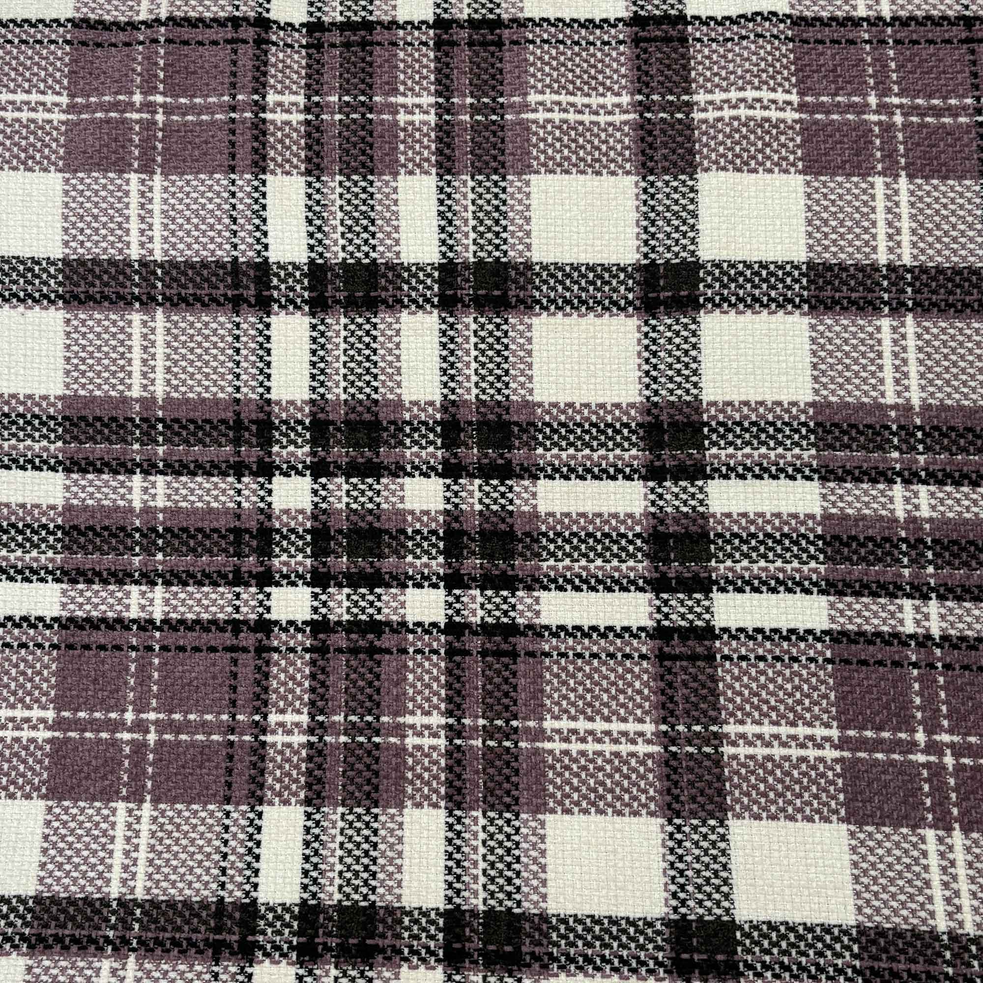 Lavender & Off White Check Tweed Fabric - Image 4