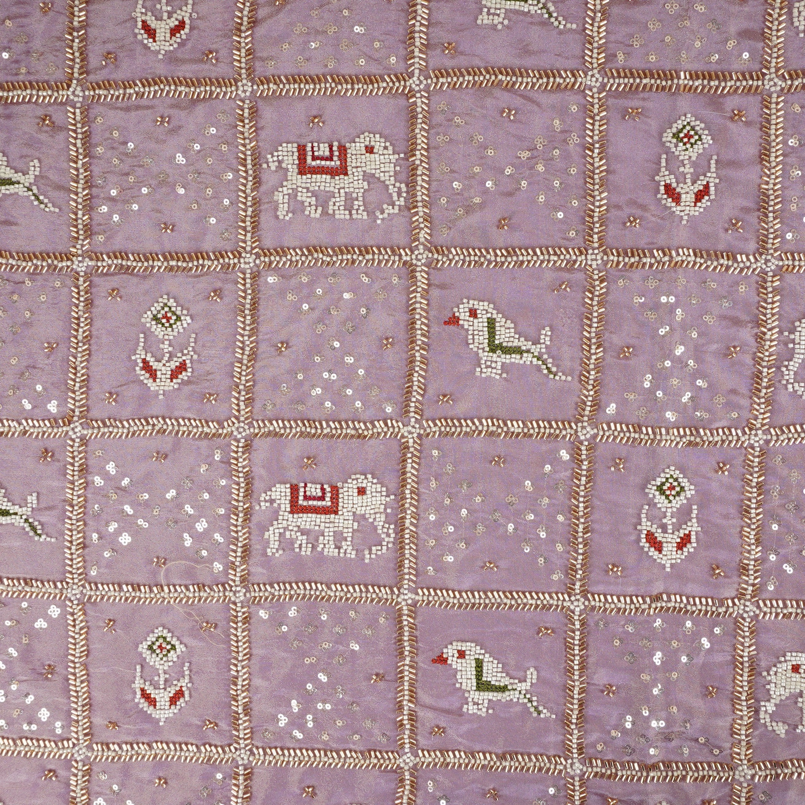 Lavender Sequnis Cutdana embroidery Tissue Fabric AC-29211 - Image 2