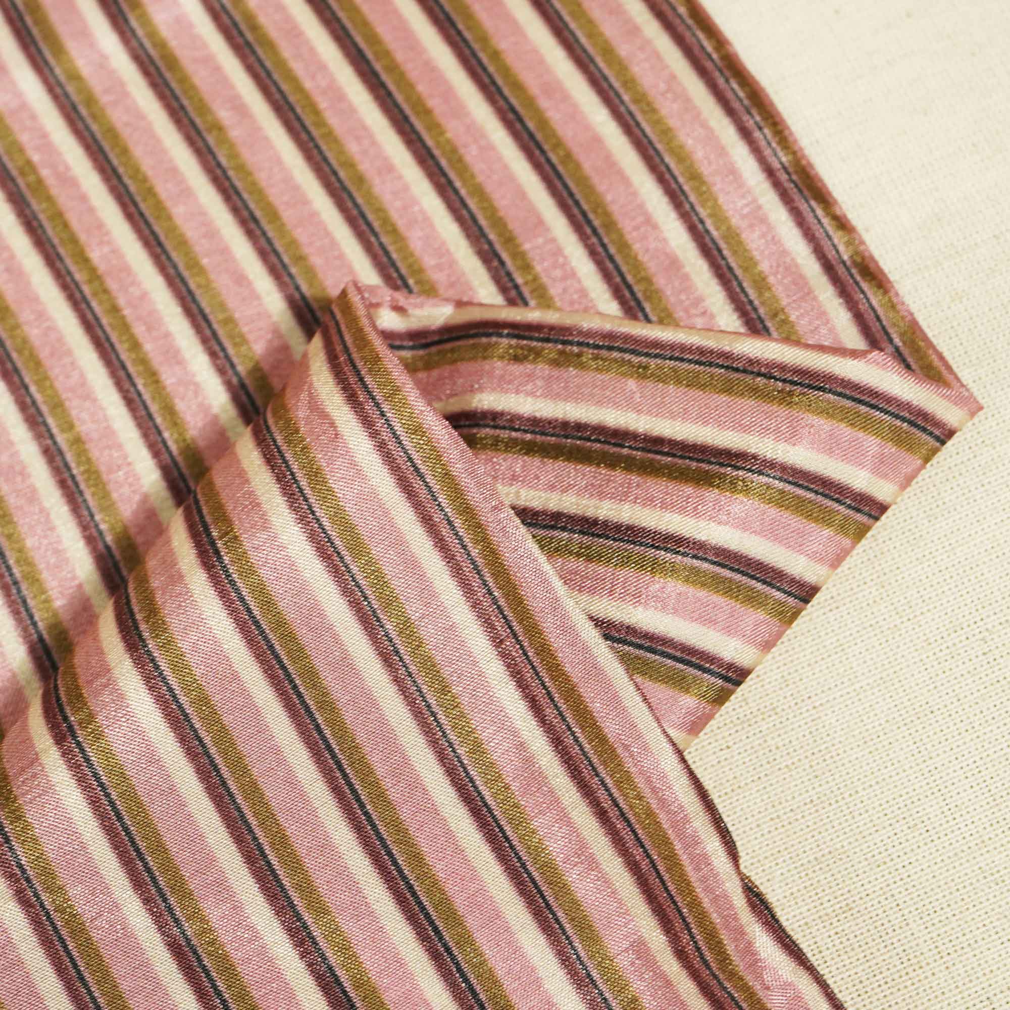 Lavender Stripes Print Upada Silk Fabric 2555 MTF-21080 - Image 2