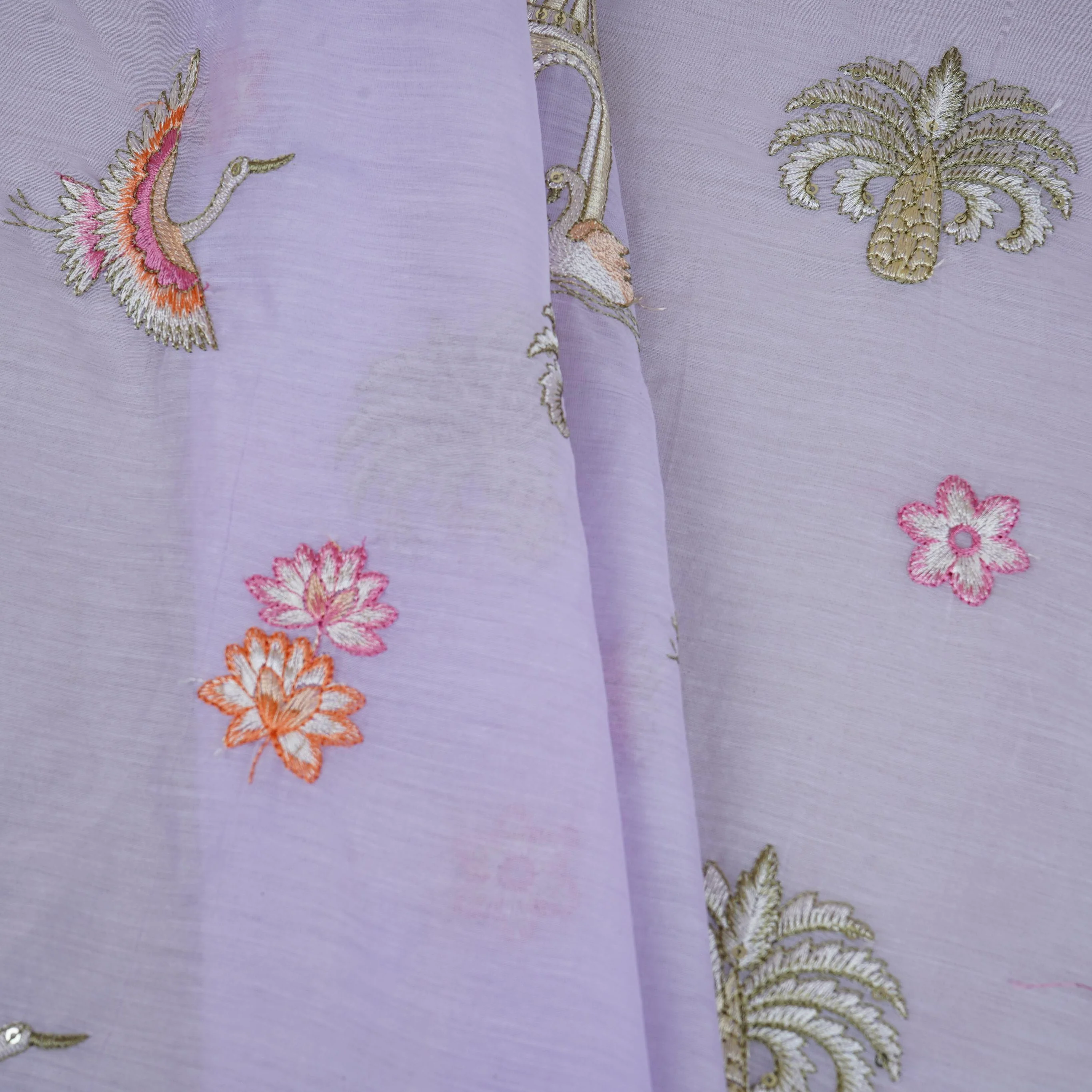Lavender Temple Embroidery Chanderi Fabric DC-30564 - Image 5