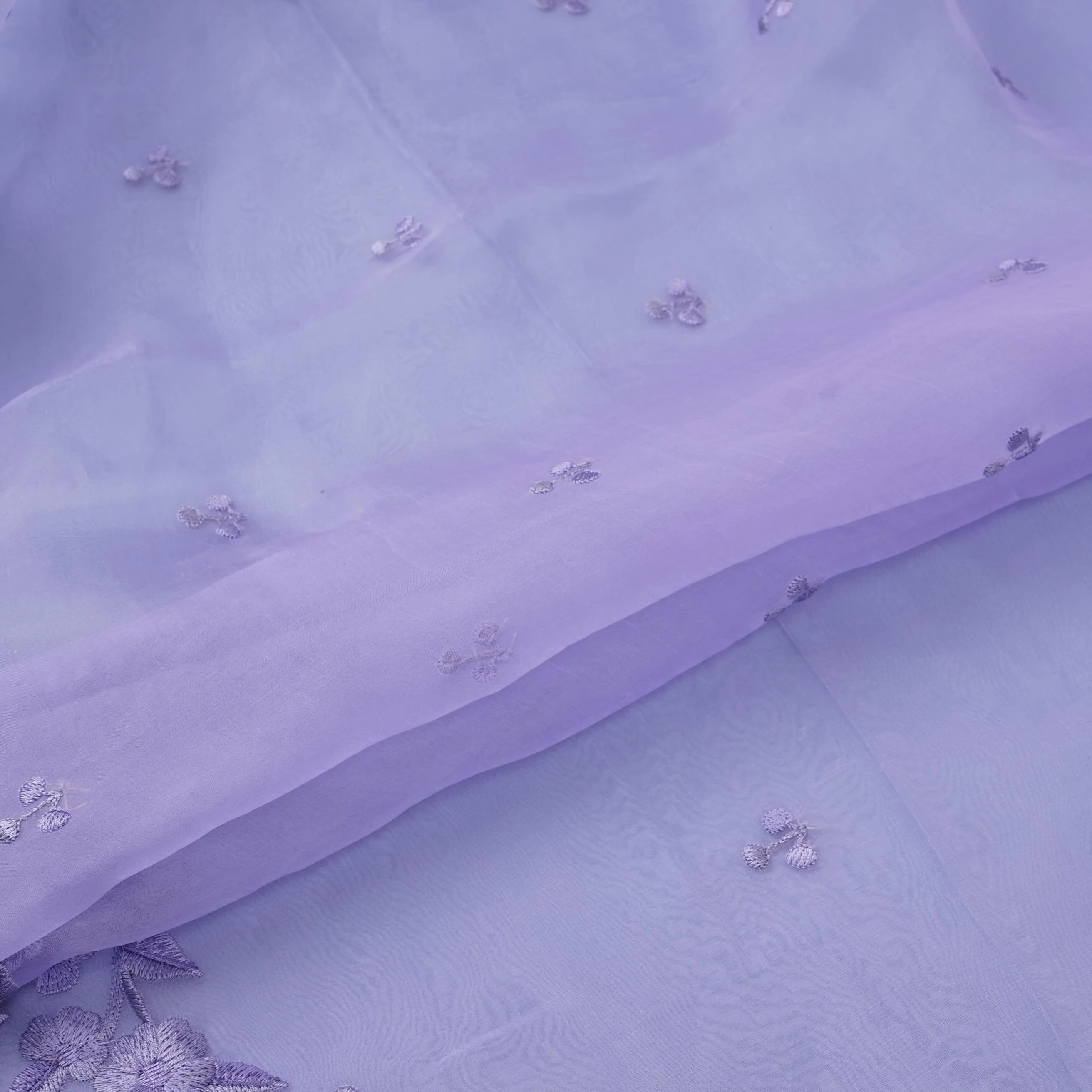 Lavender thread embroidery Pure 27gm Organza Fabric GPF-32073 - Image 5