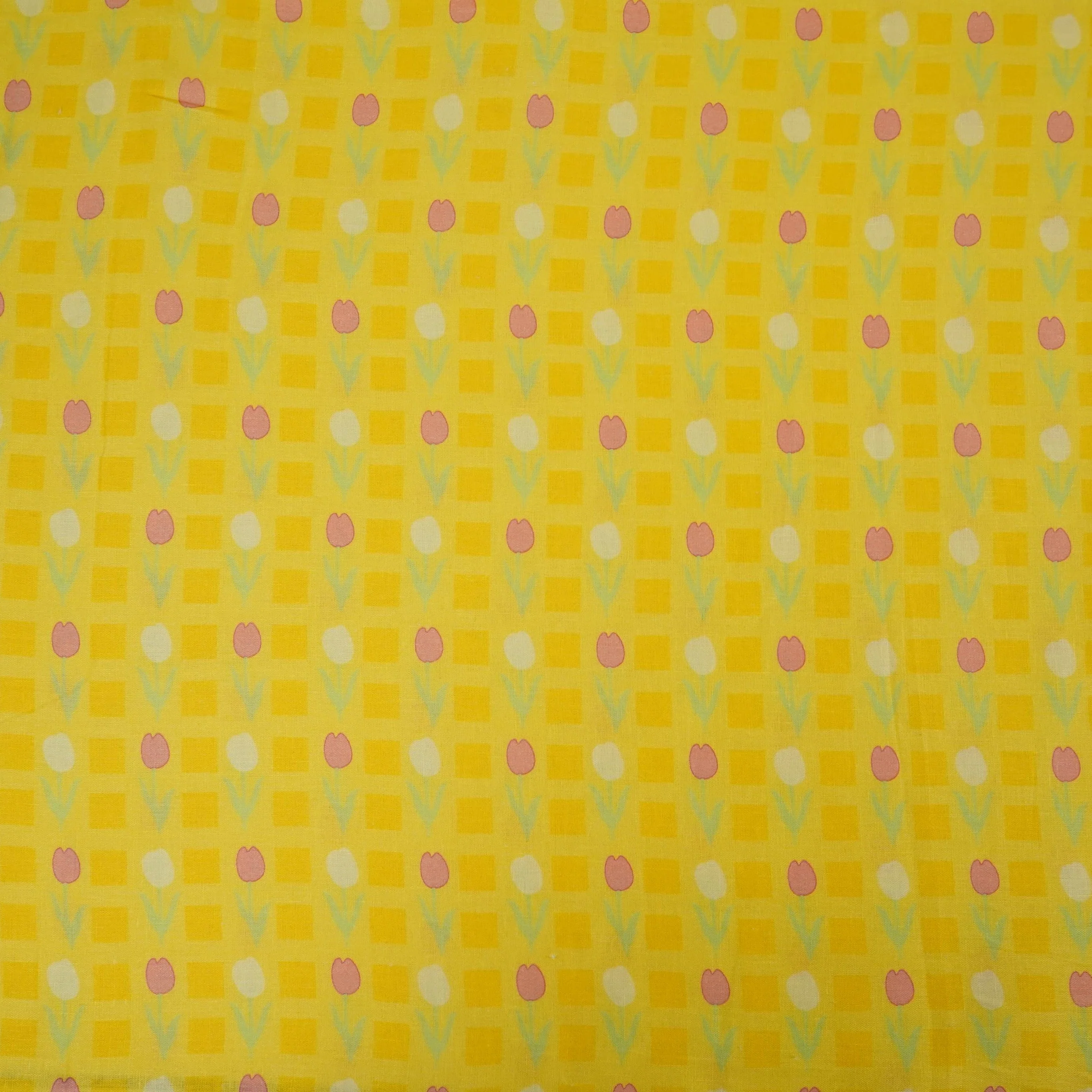Lemon Yellow floral print 40s Pure Linen Fabric VF-31355 - Image 2