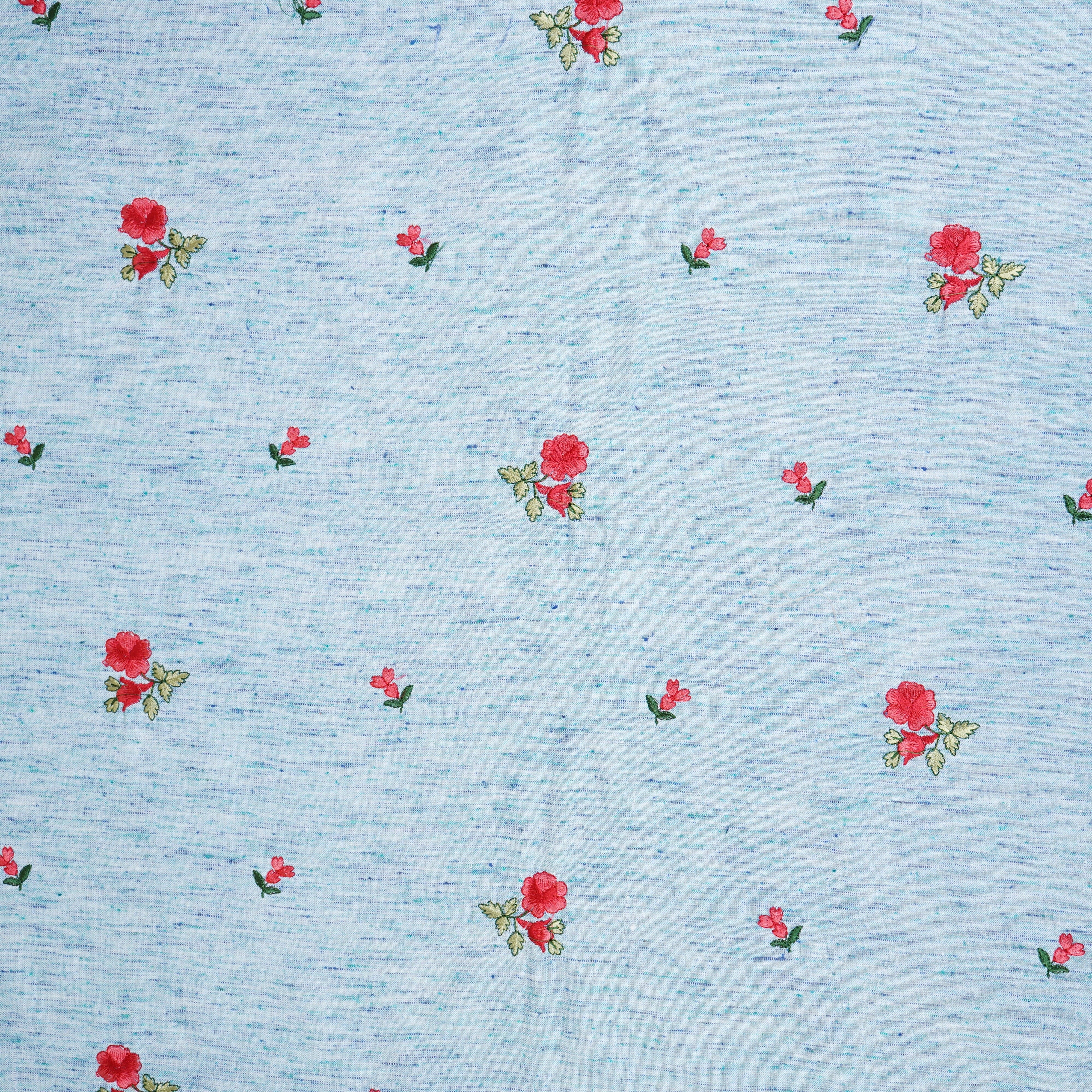 Light Blue Floral Embroidery South Cotton Fabric GTS-30269 - Image 2