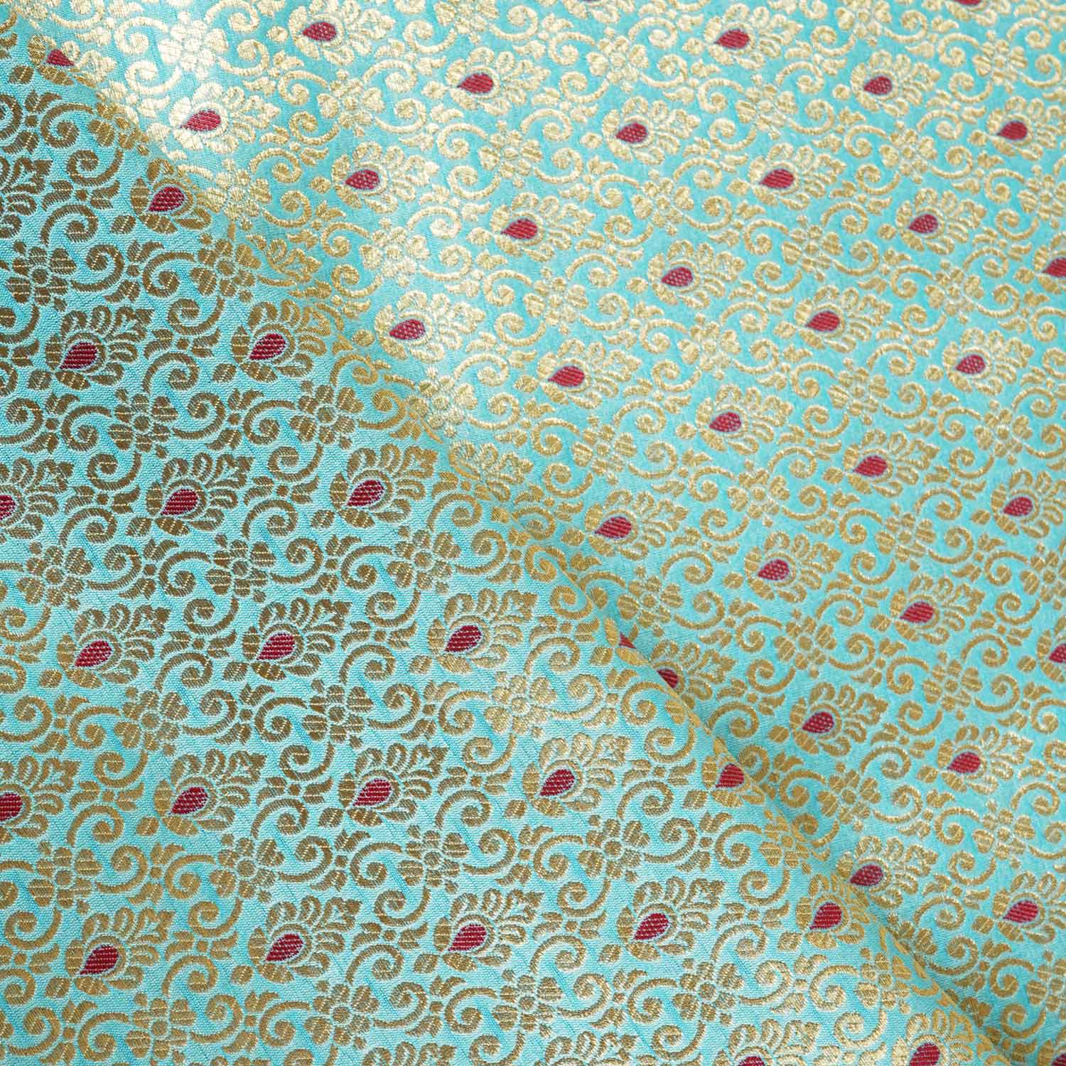Light Blue Mina Buta Jaal Brocade Fabric KR-28064 - Image 3