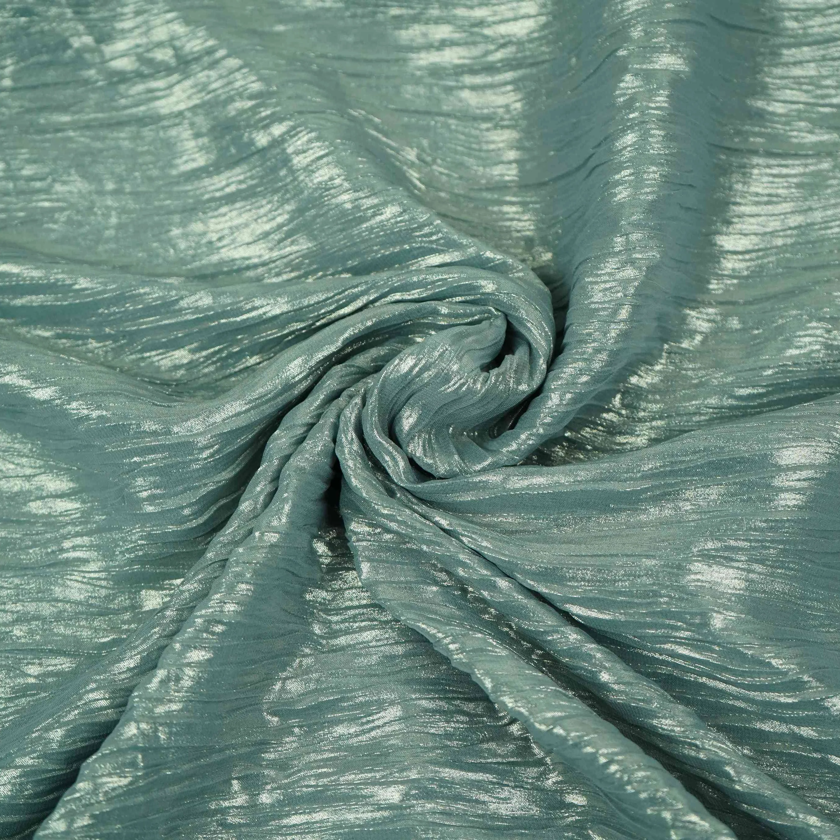Light Blue With Plated Chiffon Foil Fabric LI-32168 - Image 4