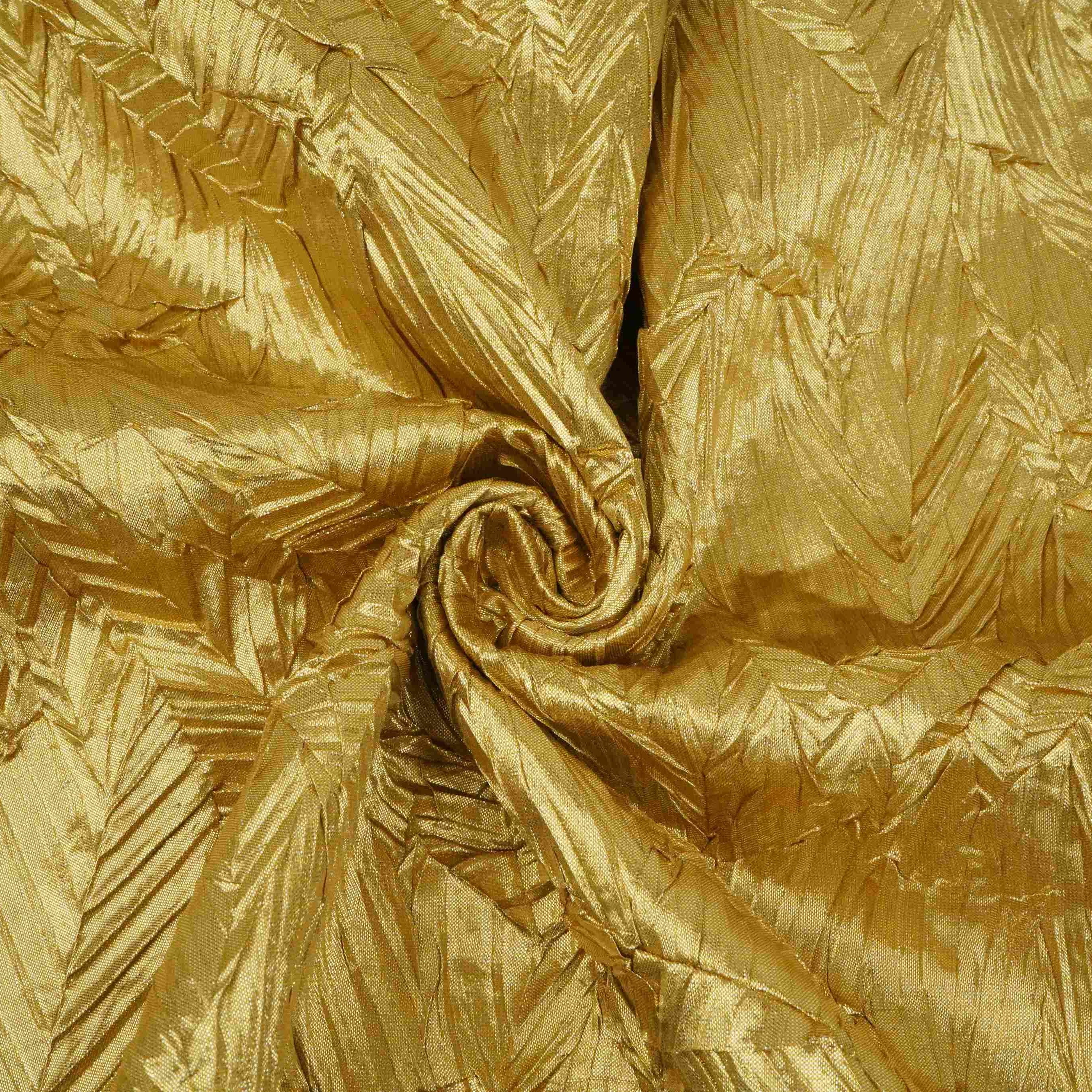 Light Gold Solid Zari Crush Fabric VCL-32267 - Image 4