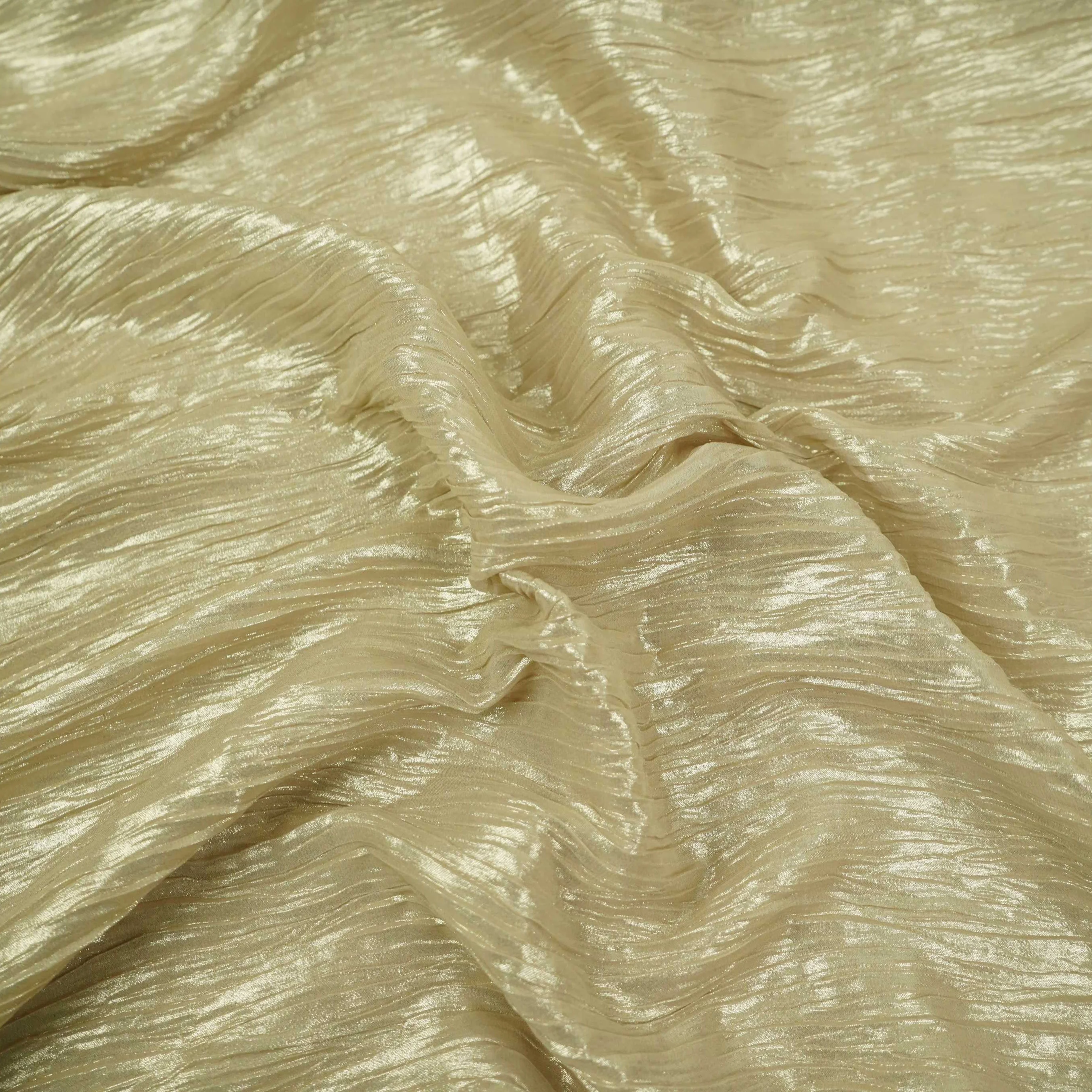 Light Gold With Plated Chiffon Foil Fabric LI-32170 - Image 4