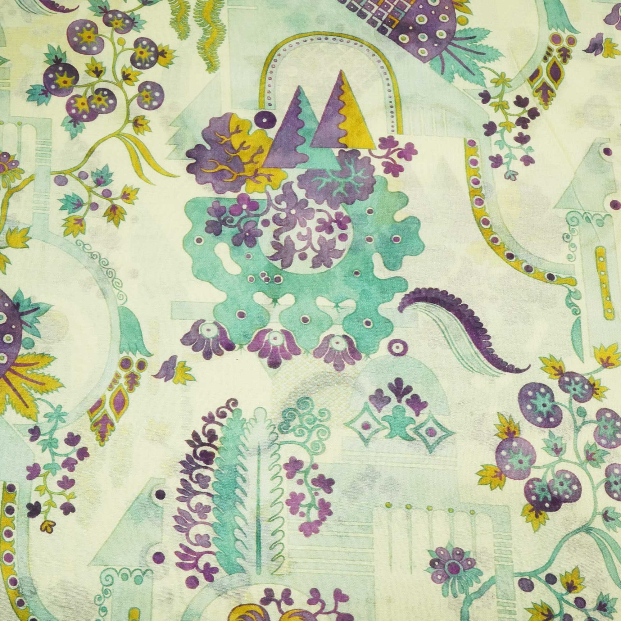Light Green Abstract Print Chanderi Fabric GT-25319 - Image 4