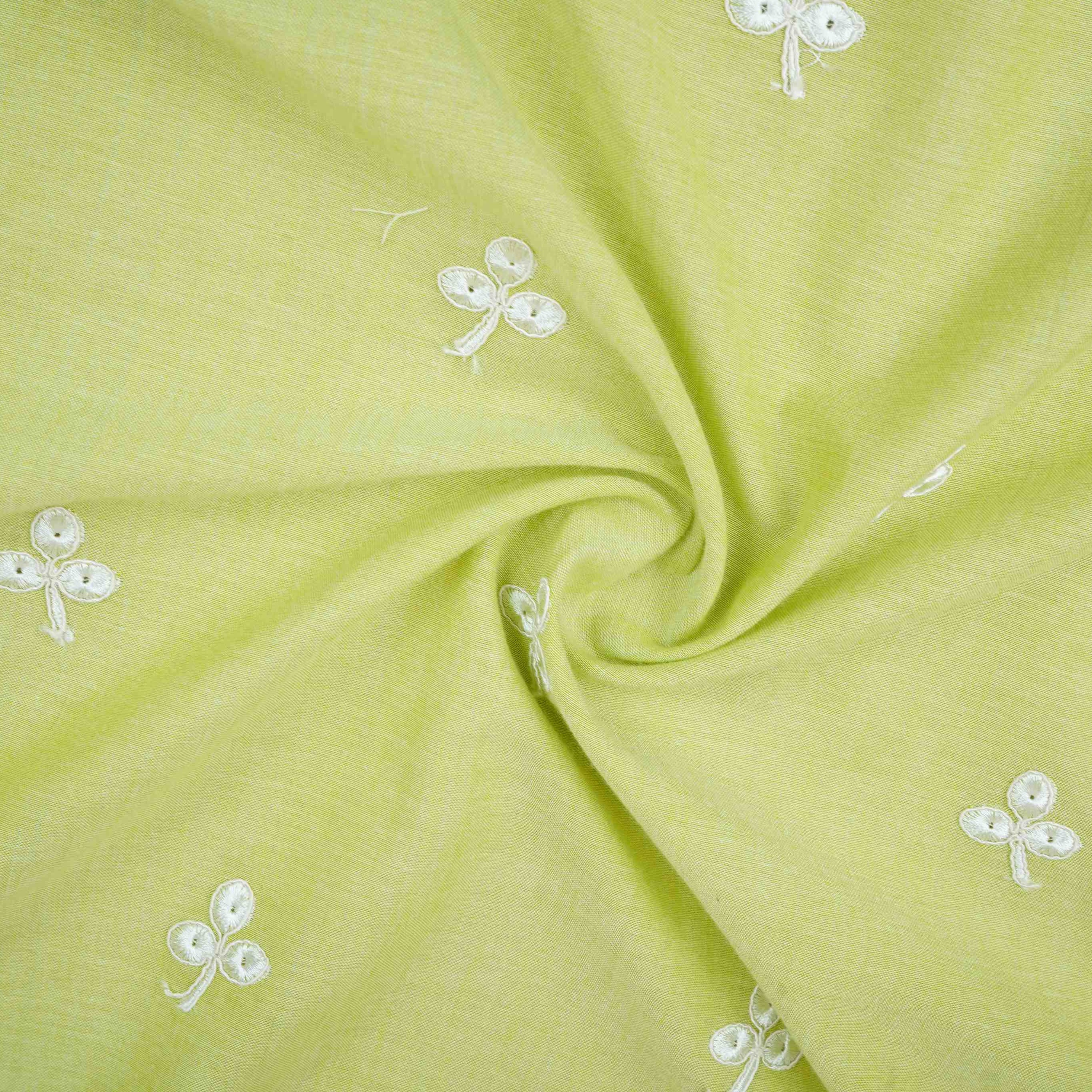 Light Green Floral Embroidery South Cotton Fabric ZA-30594 - Image 4