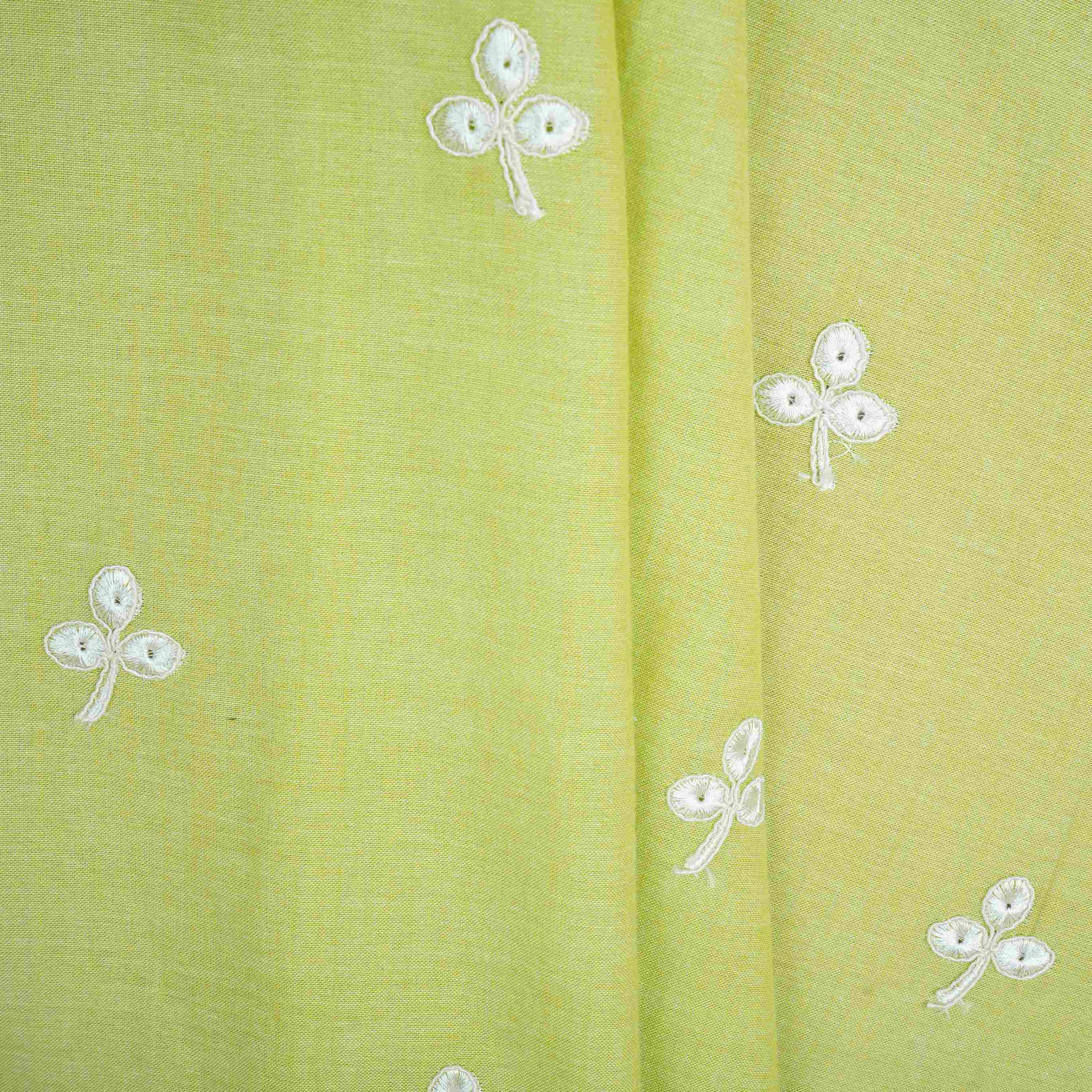 Light Green Floral Embroidery South Cotton Fabric ZA-30594 - Image 5