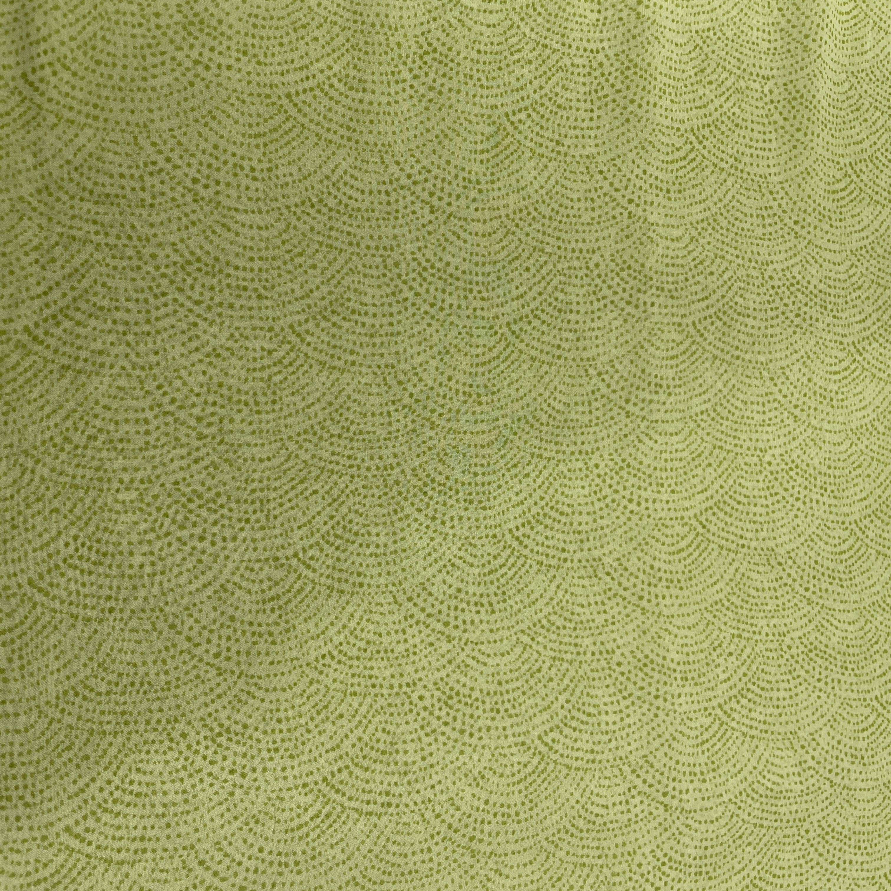 Light Green Polka Dot Abstract Print Georgette Fabric - Image 3