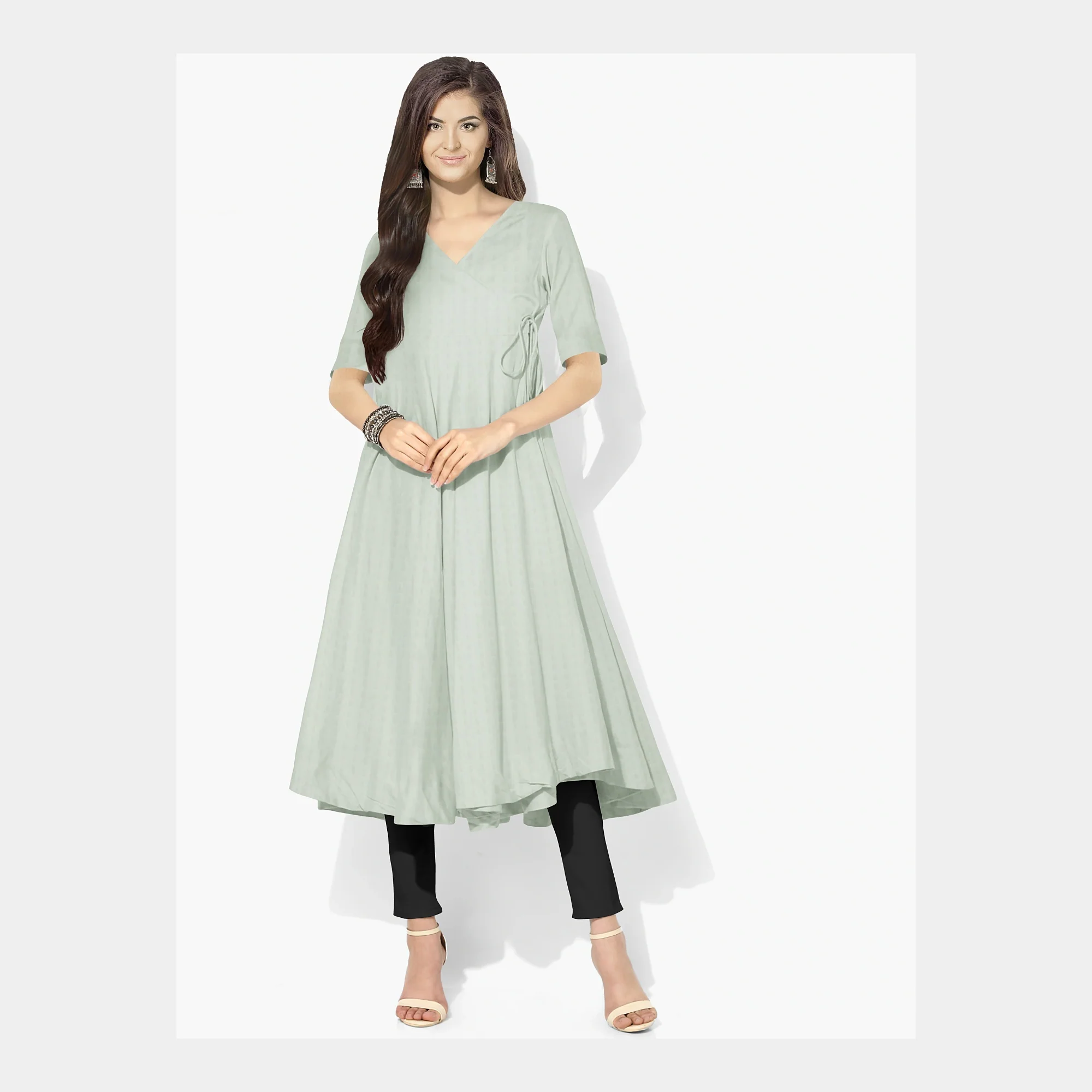 Light Green Solid Georgette Fabric - Image 4
