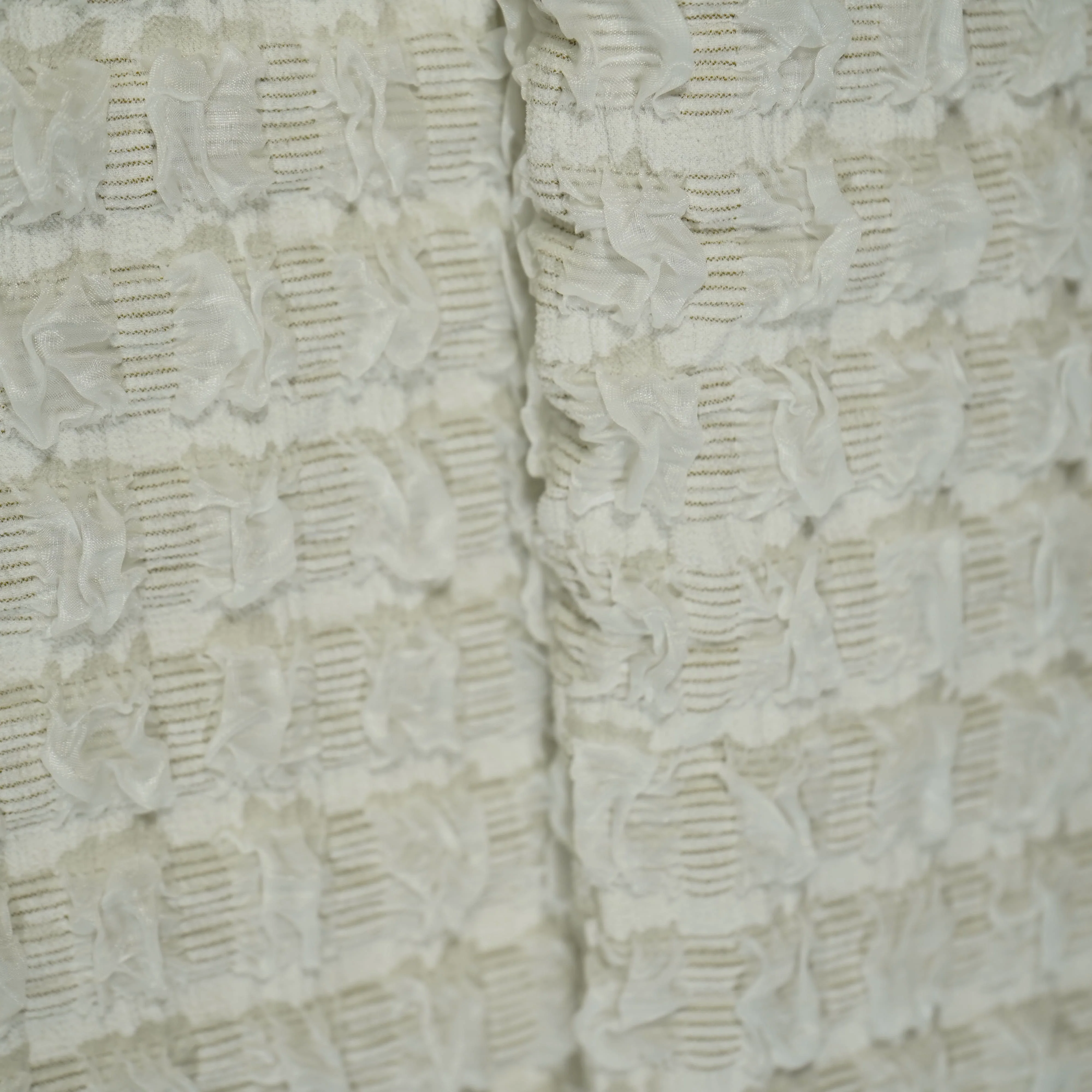 Light Grey Embrossed Imported Knitted Lycra Fabric 12457 - Image 2
