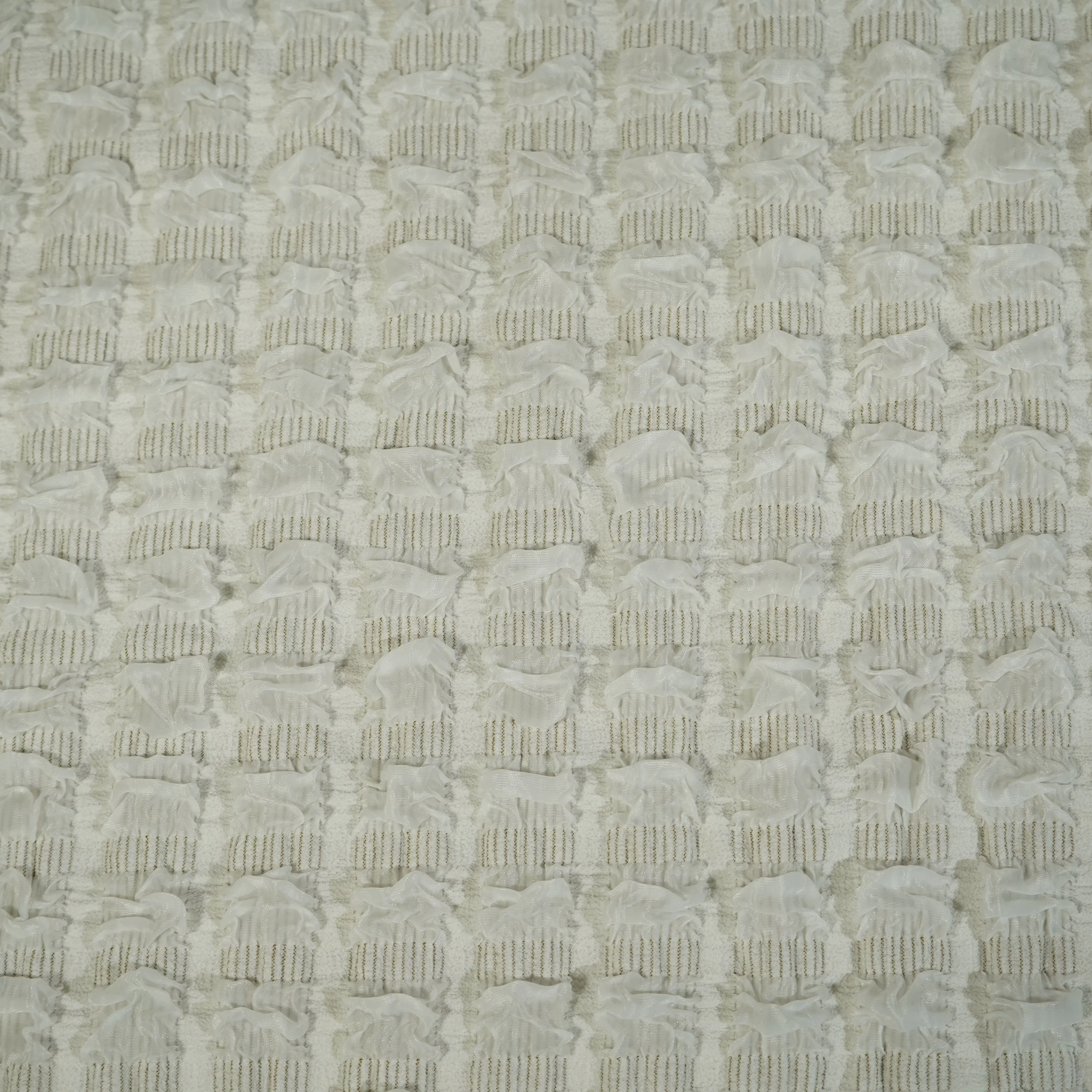 Light Grey Embrossed Imported Knitted Lycra Fabric 12457 - Image 3