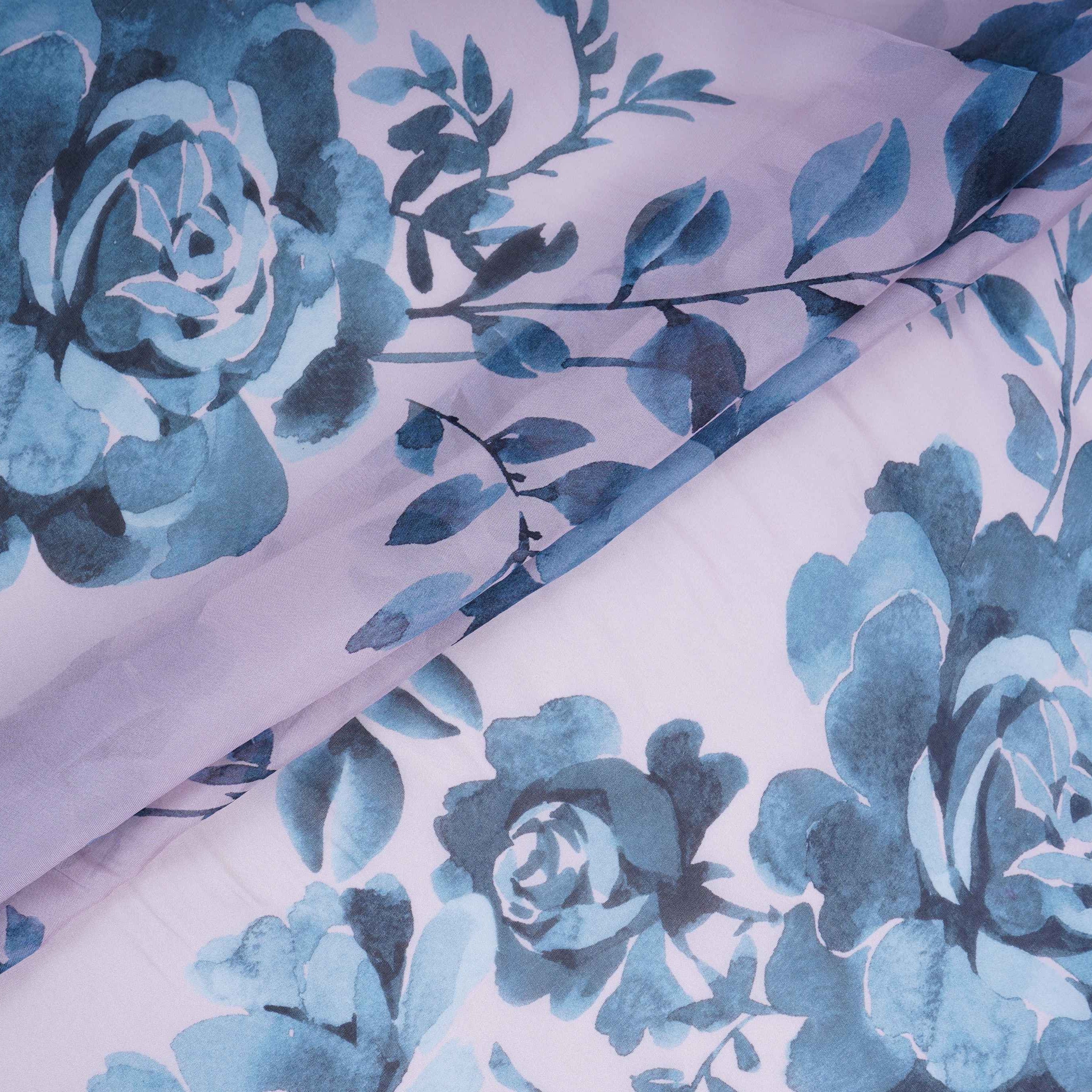 Light Grey Floral Print Organza Fabric MT-30682 - Image 4