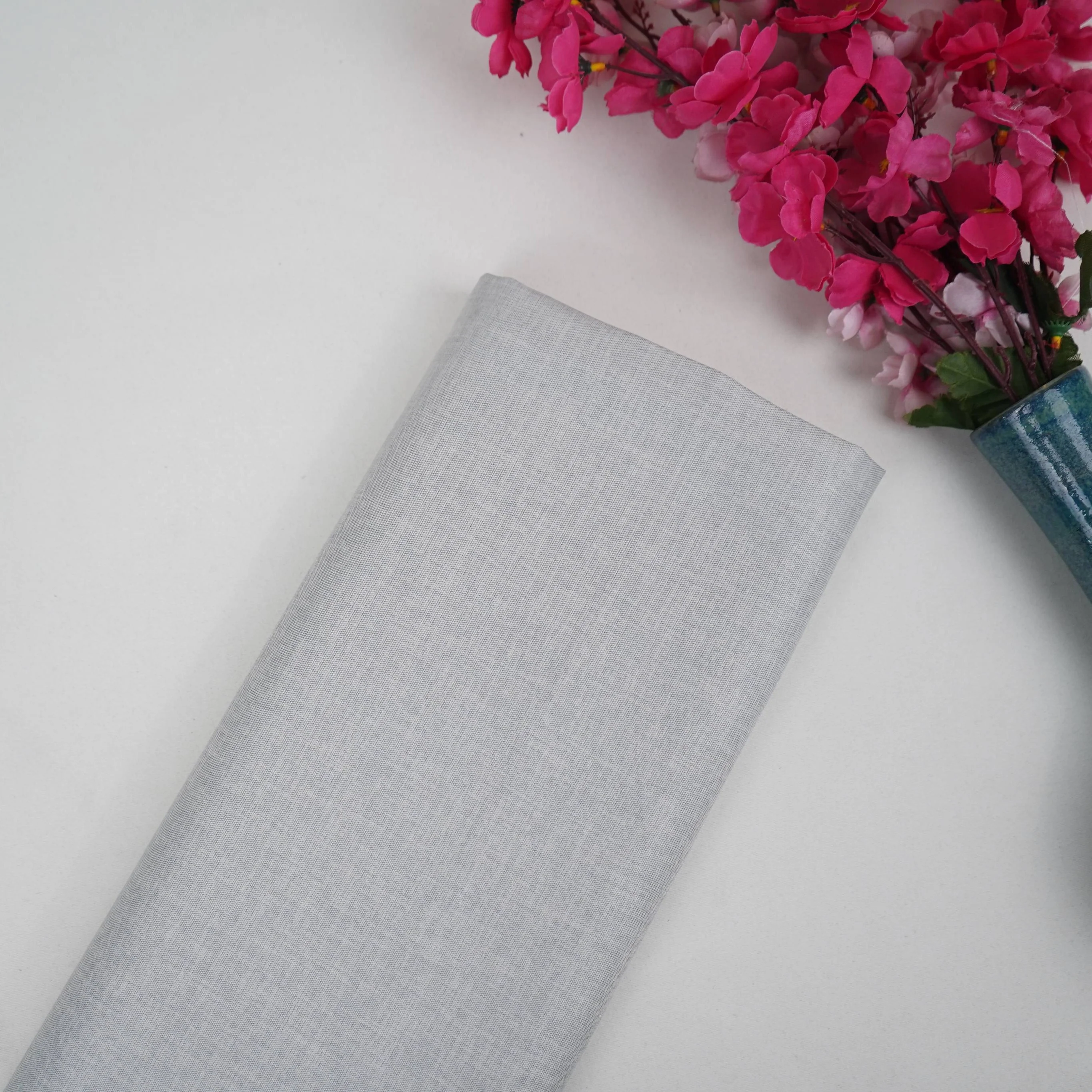 Light Grey Solid Lycra Suiting Fabric ASMI-31301