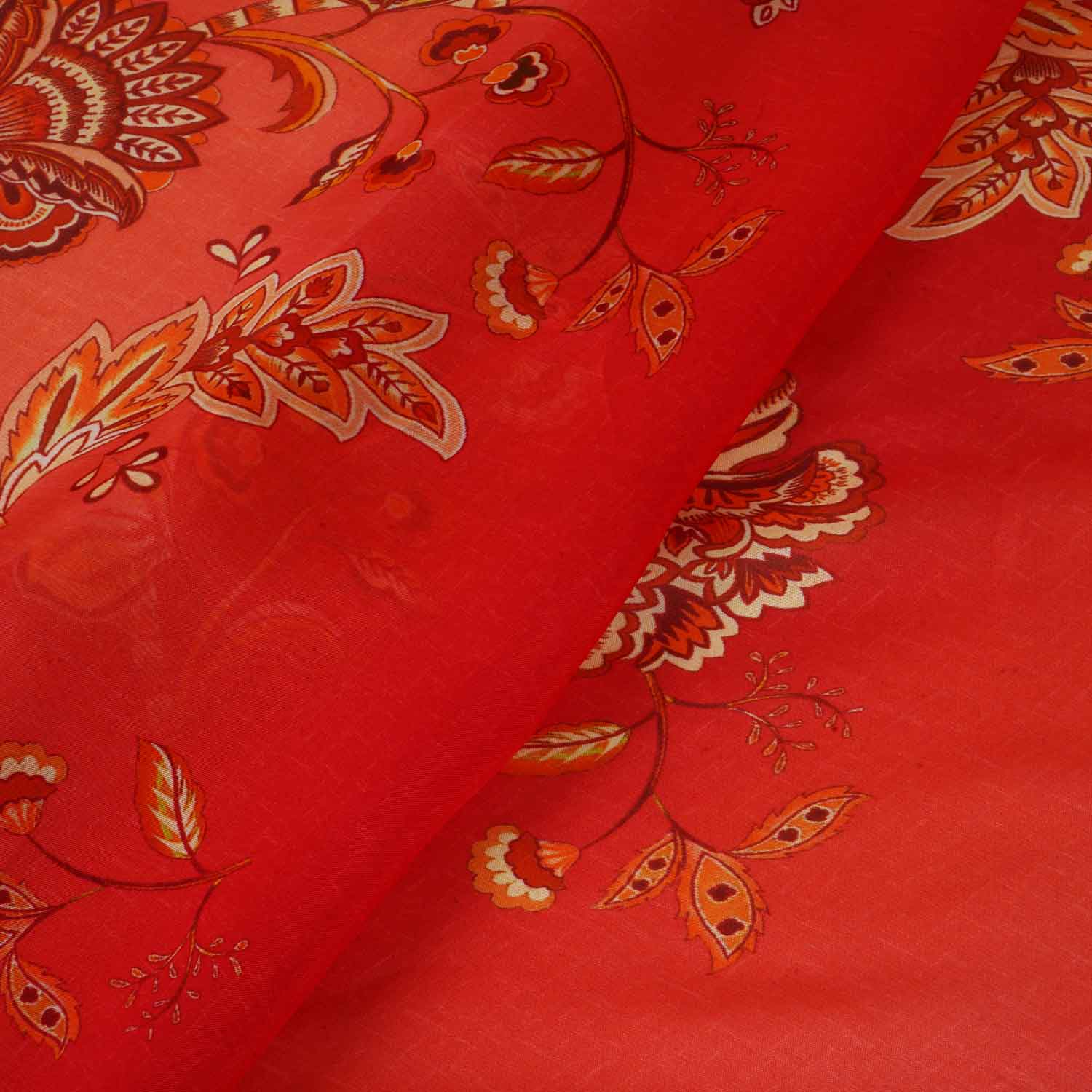 Light Orange & Red Shaded Floral Print Organza Fabric MT-28245 - Image 3