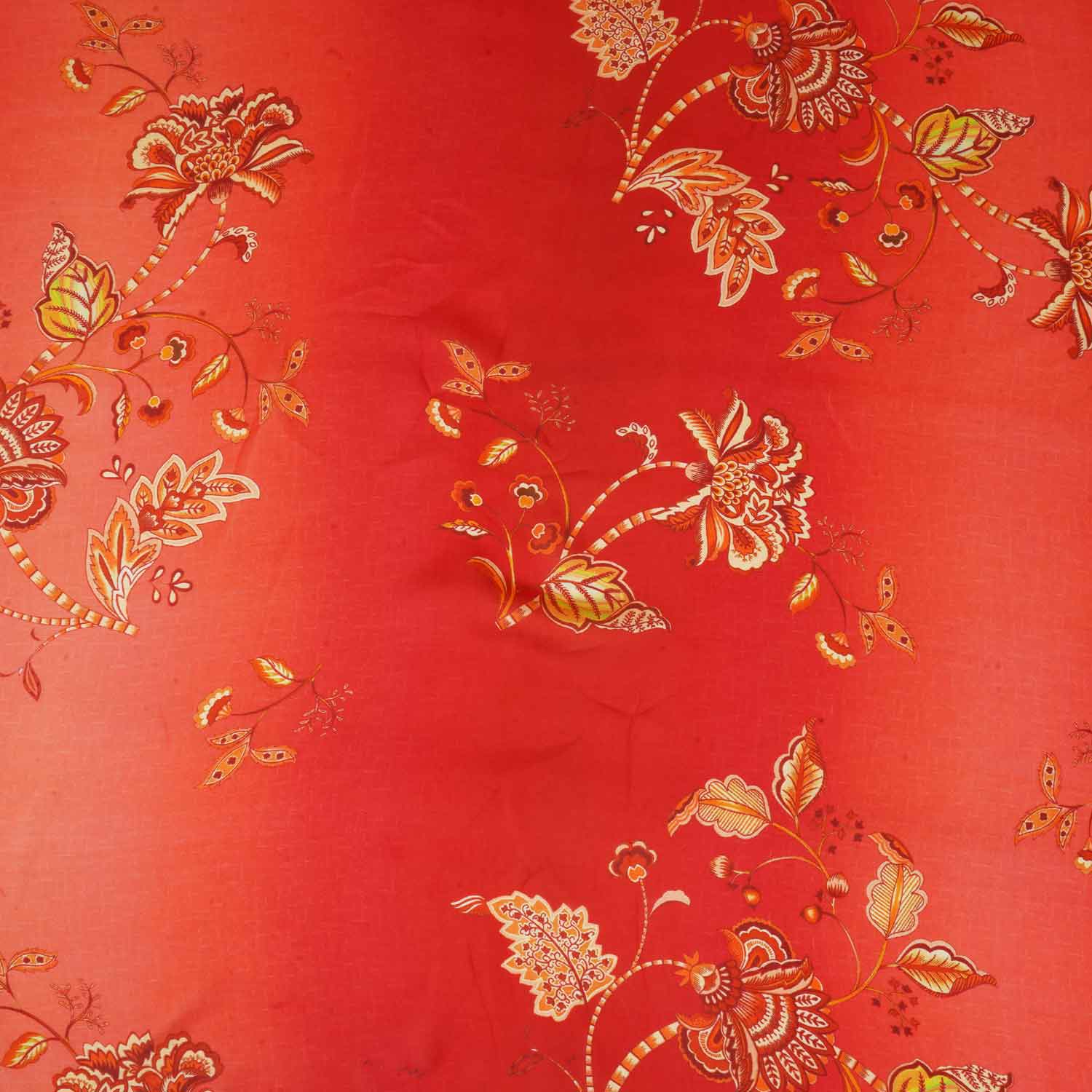 Light Orange & Red Shaded Floral Print Organza Fabric MT-28245 - Image 4