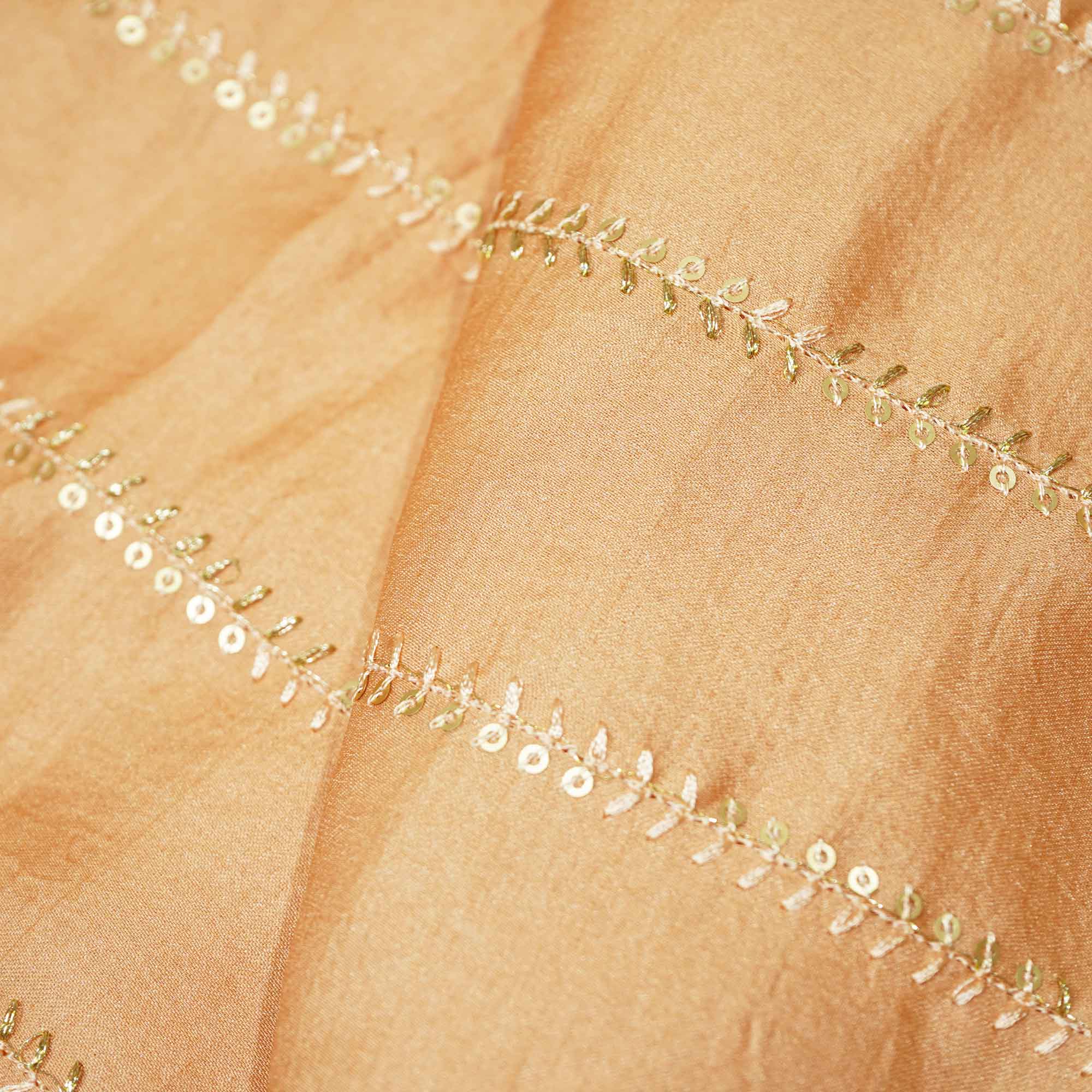 Light Orange Stripes Embroidery Bemberg Silk VC-15412 - Image 3