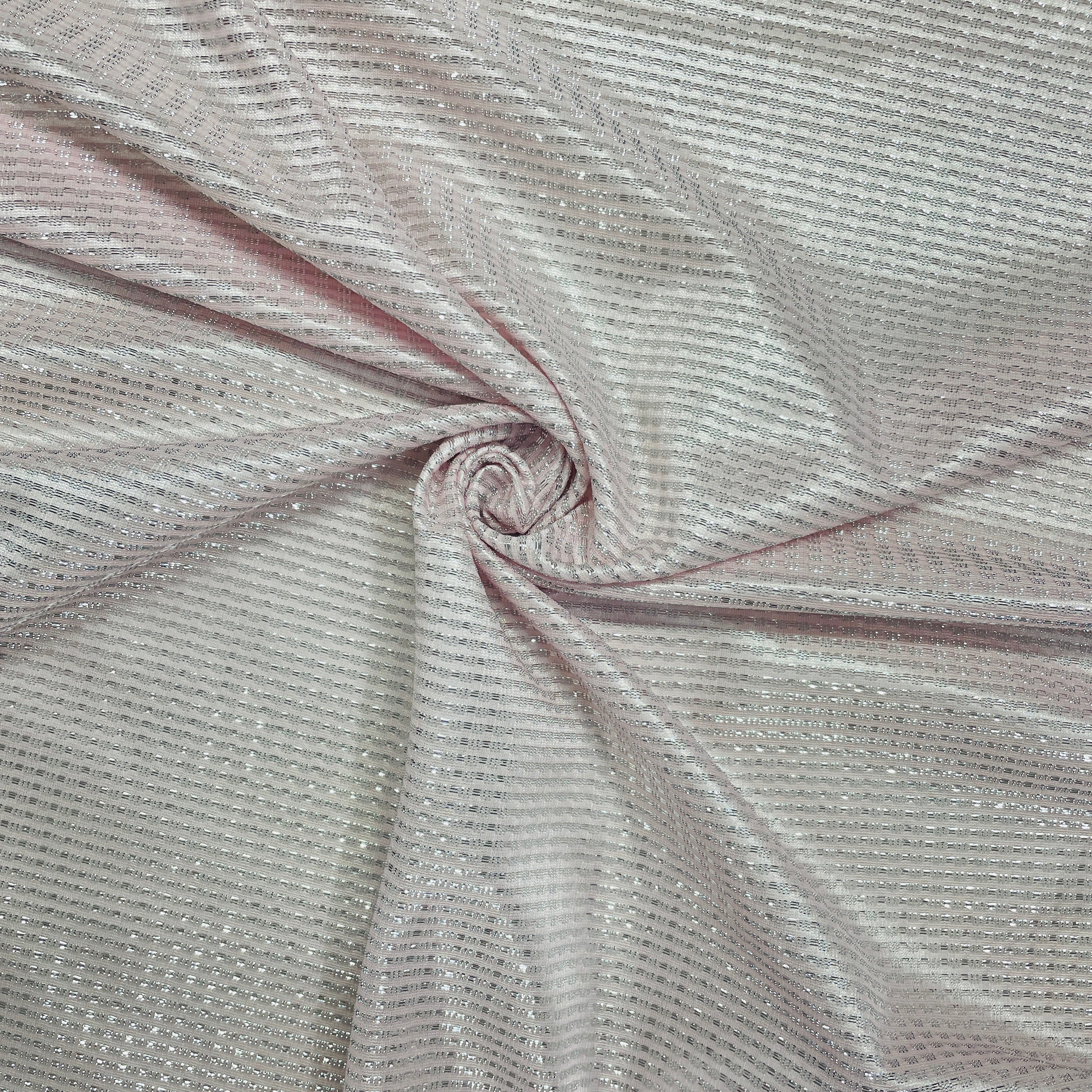 Light Pink with Silver stripes shimmer imported Knit Fabric