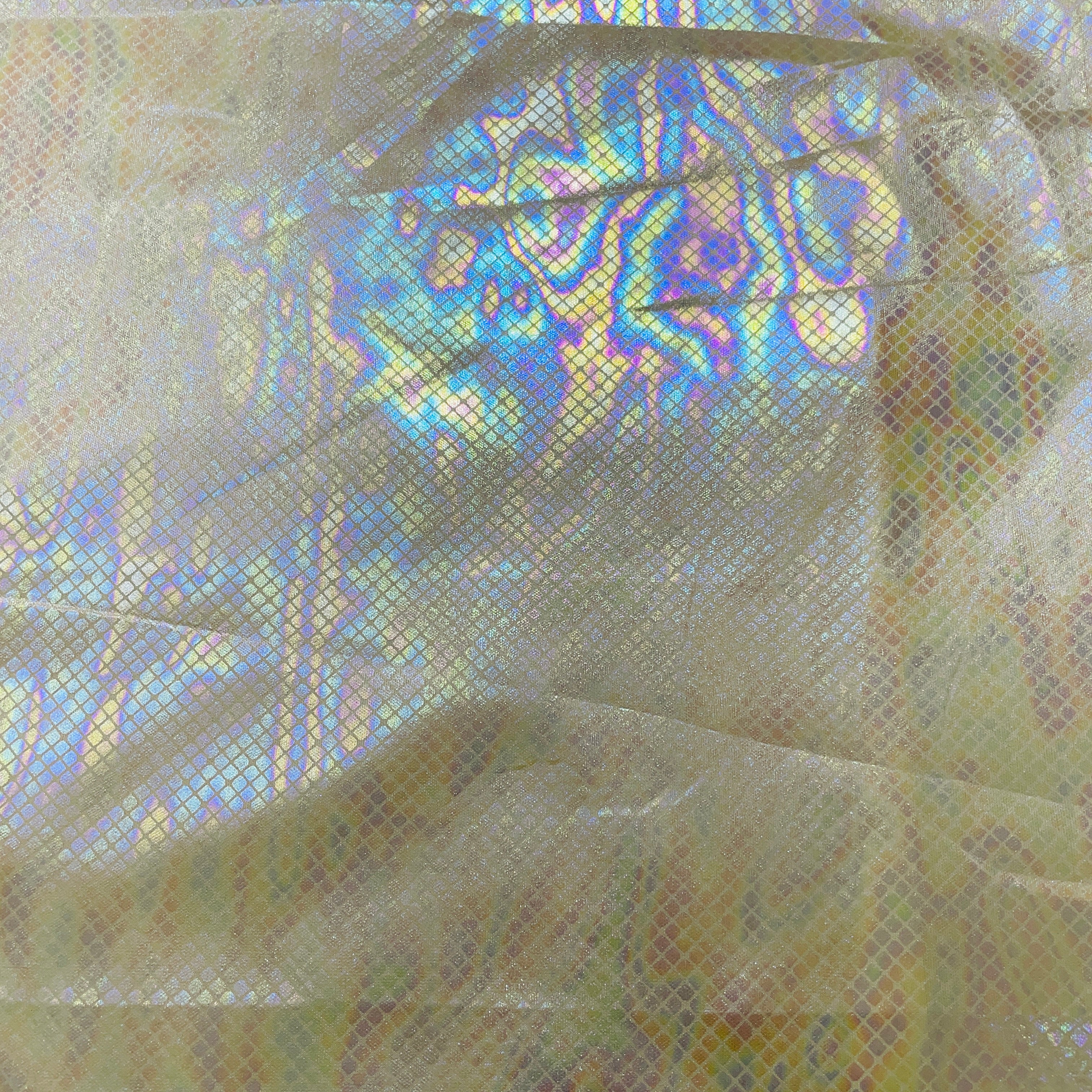 Light Yellow Geometerical 3D Rainbow With Lurex Knit Lycra Fabric - Image 2