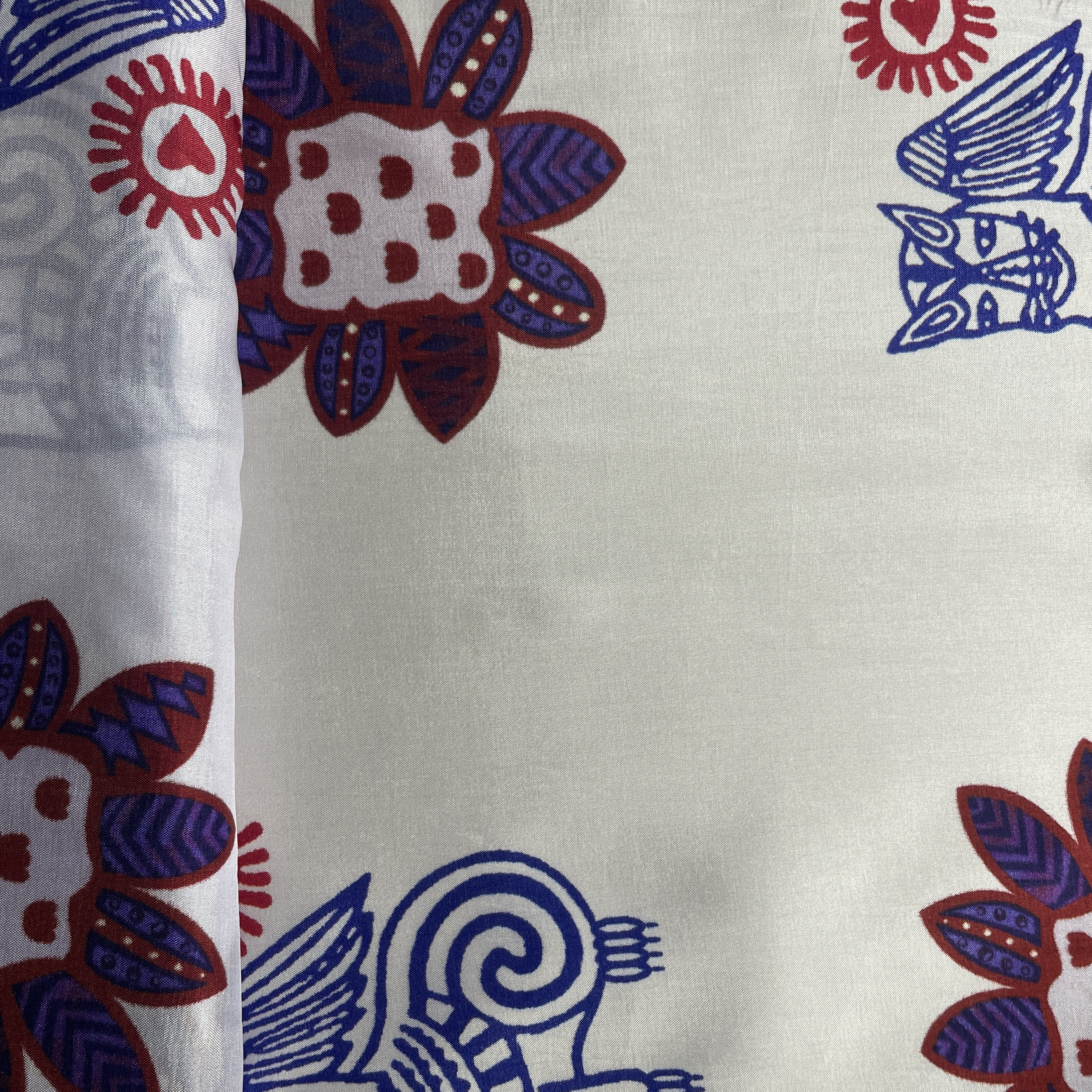 Lilac Block Print Upada Silk Fabric 19615 - Image 3