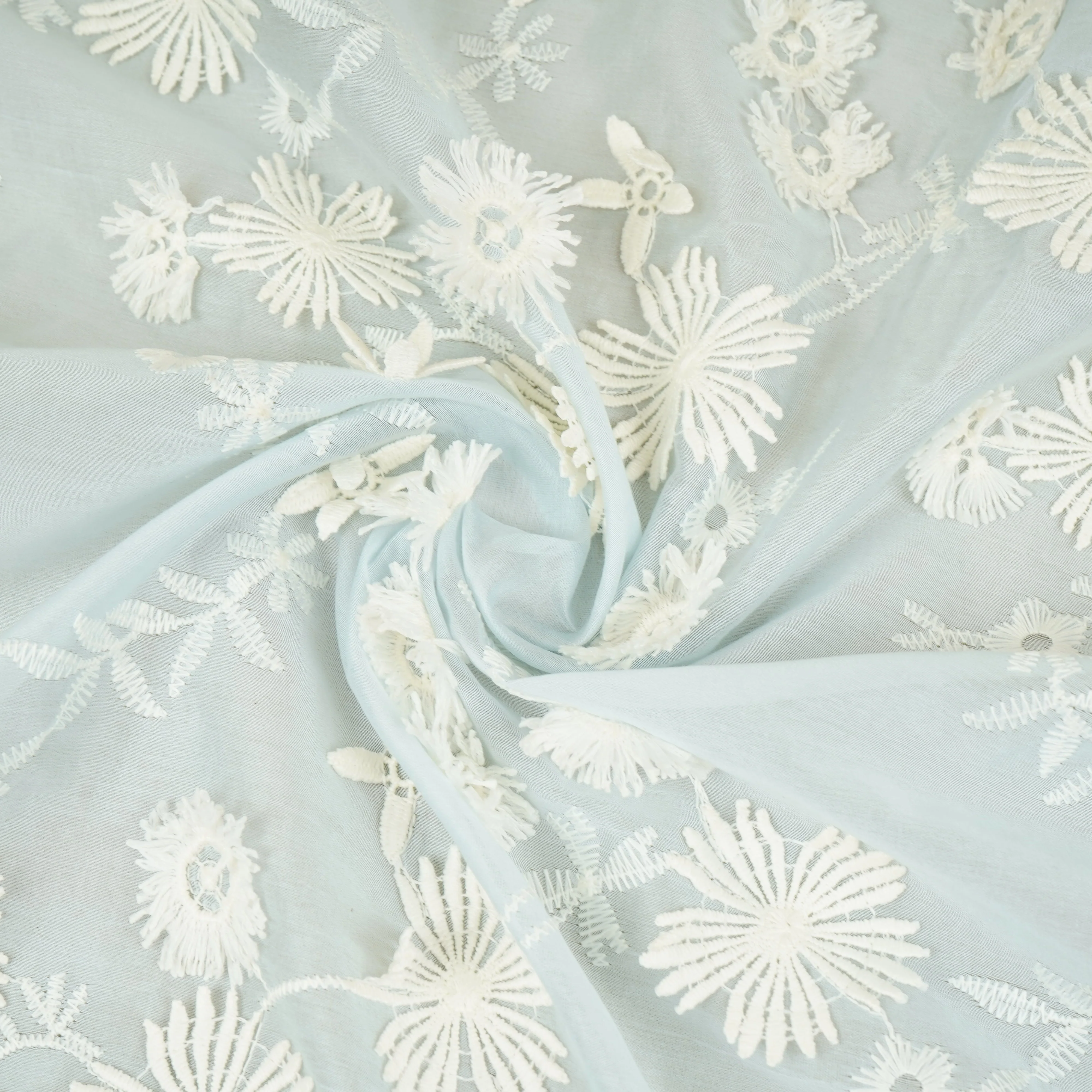 Lilac Floral 3D Embroidery Tencel Silk Fabric AF-30086 - Image 3