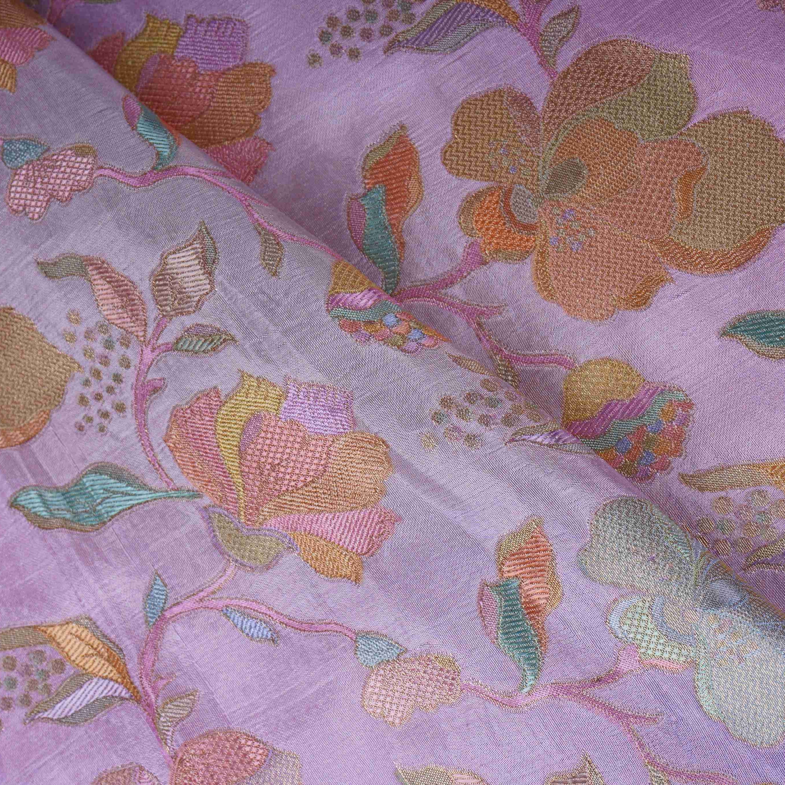 Lilac Floral Jaal Dola Jacquard Fabric SGS-30706 - Image 4