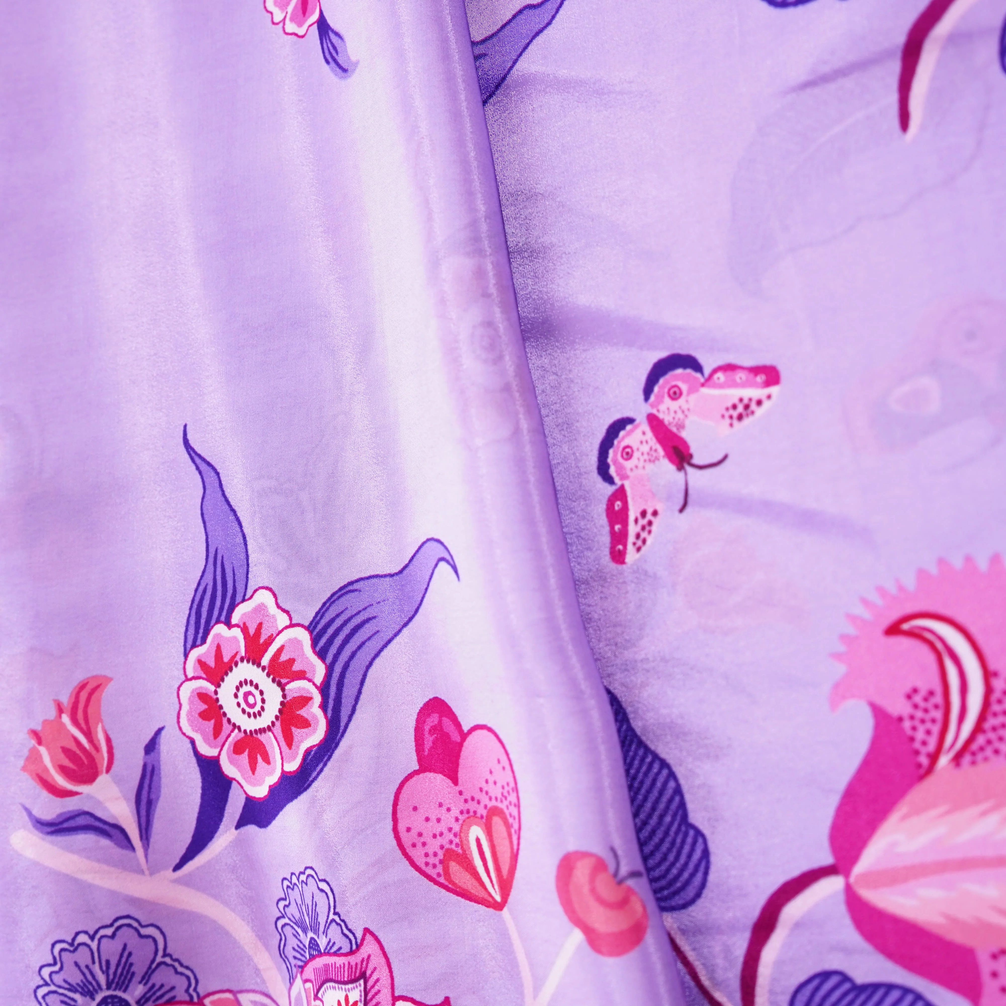 Lilac Floral Print Crepe Fabric 18142 - Image 2