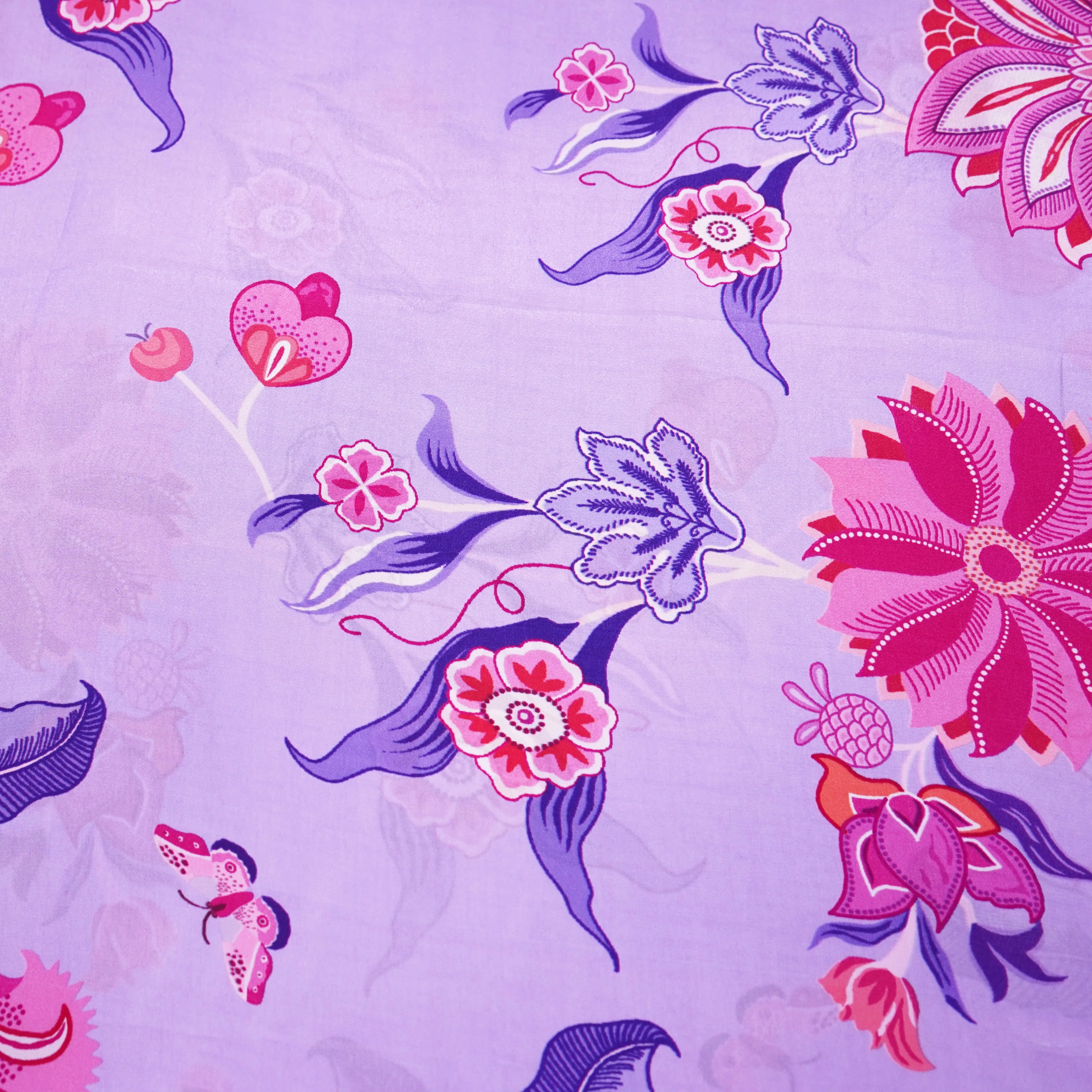 Lilac Floral Print Crepe Fabric 18142 - Image 3