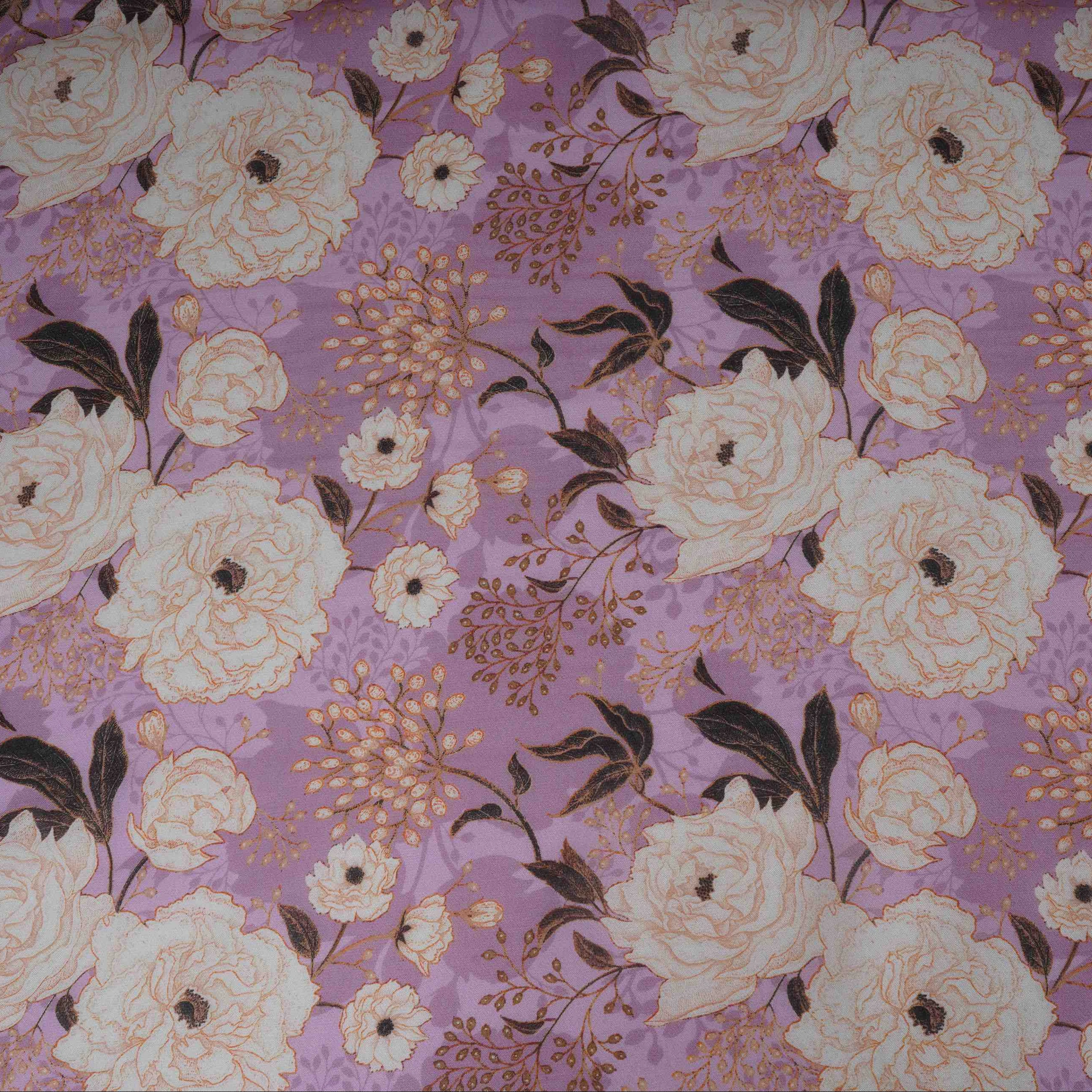 Lilac Floral Print Organza Fabric MT-30674 - Image 2