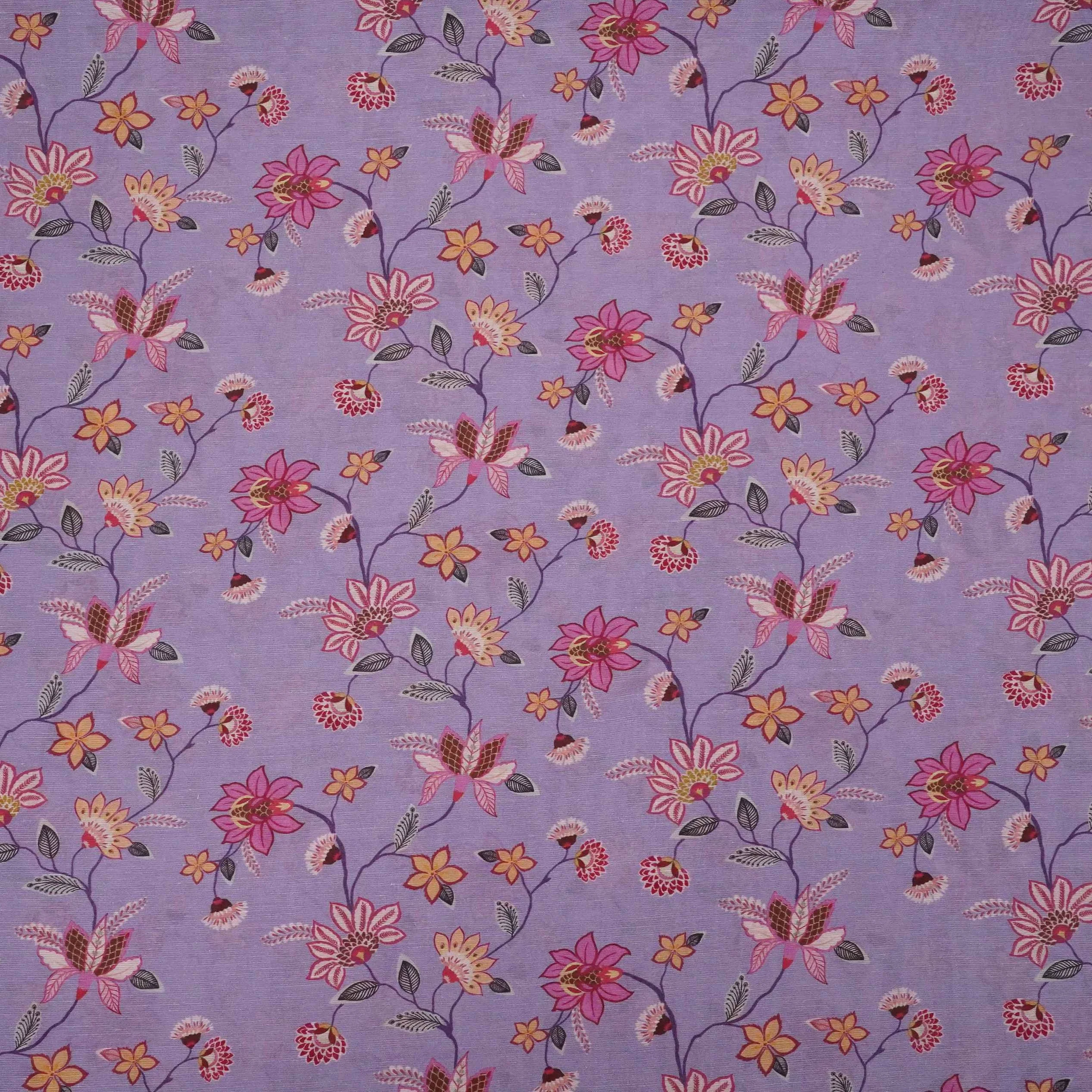 Lilac floral print Pure Linen Fabric GTS-31336 - Image 2